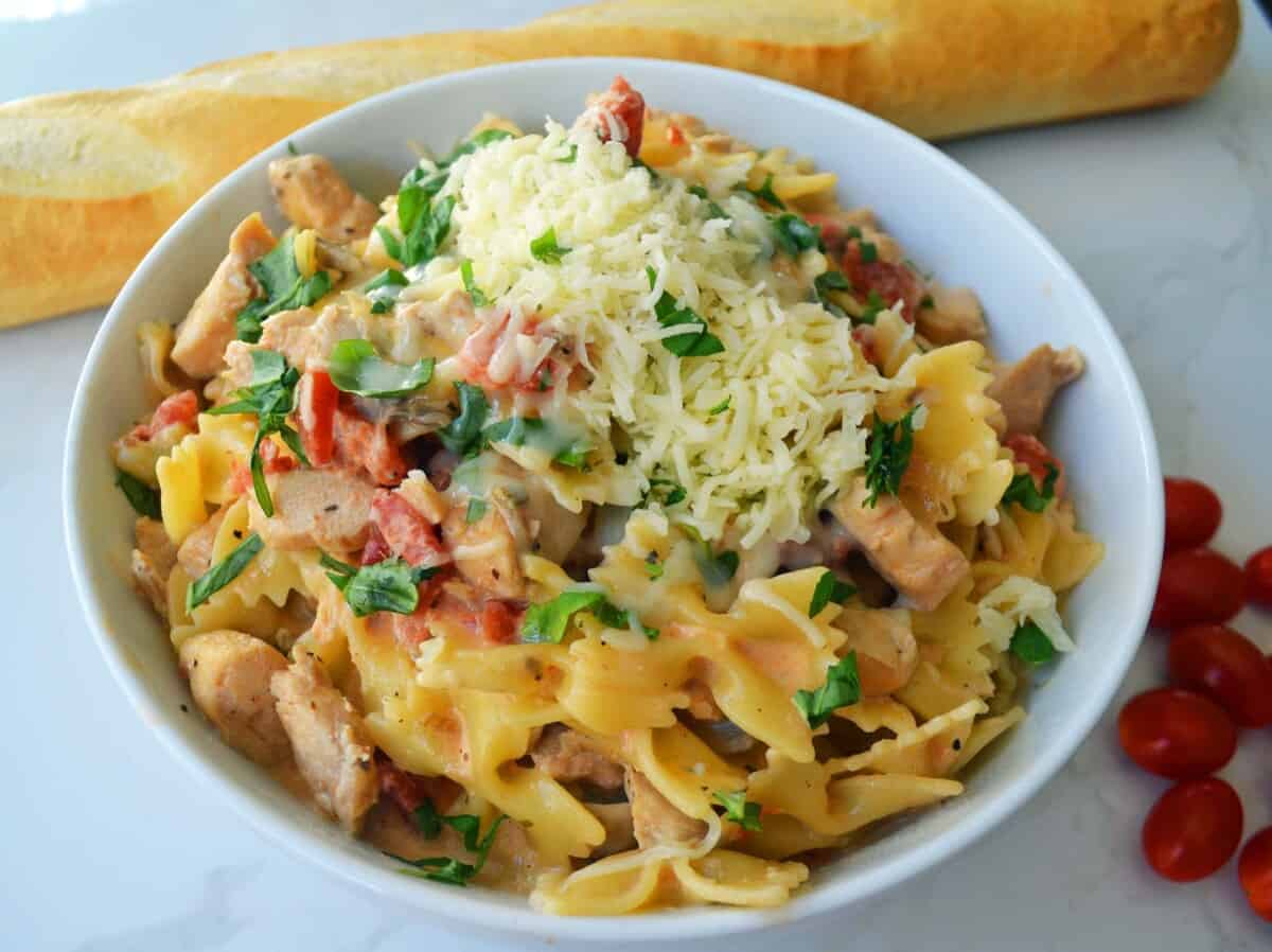 All Dressed Up Bowtie Chicken Pasta – Modern Honey