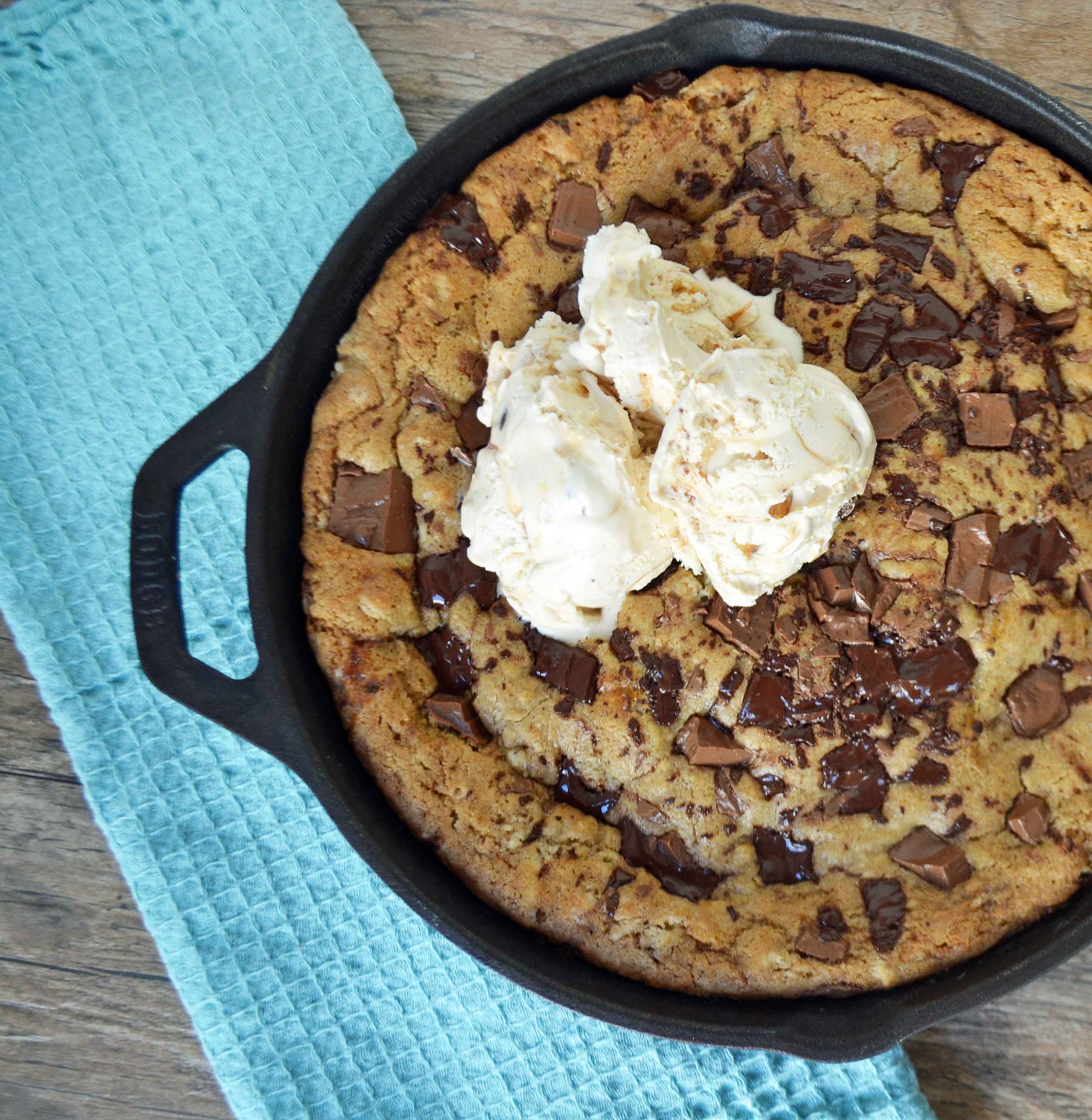 Skillet Chocolate Chip Cookie with Ice Cream Recipe