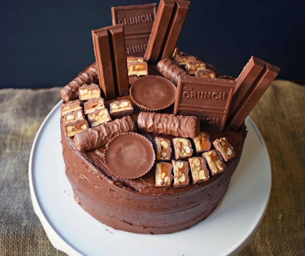 Candy Bar Stash Chocolate Cake – Modern Honey