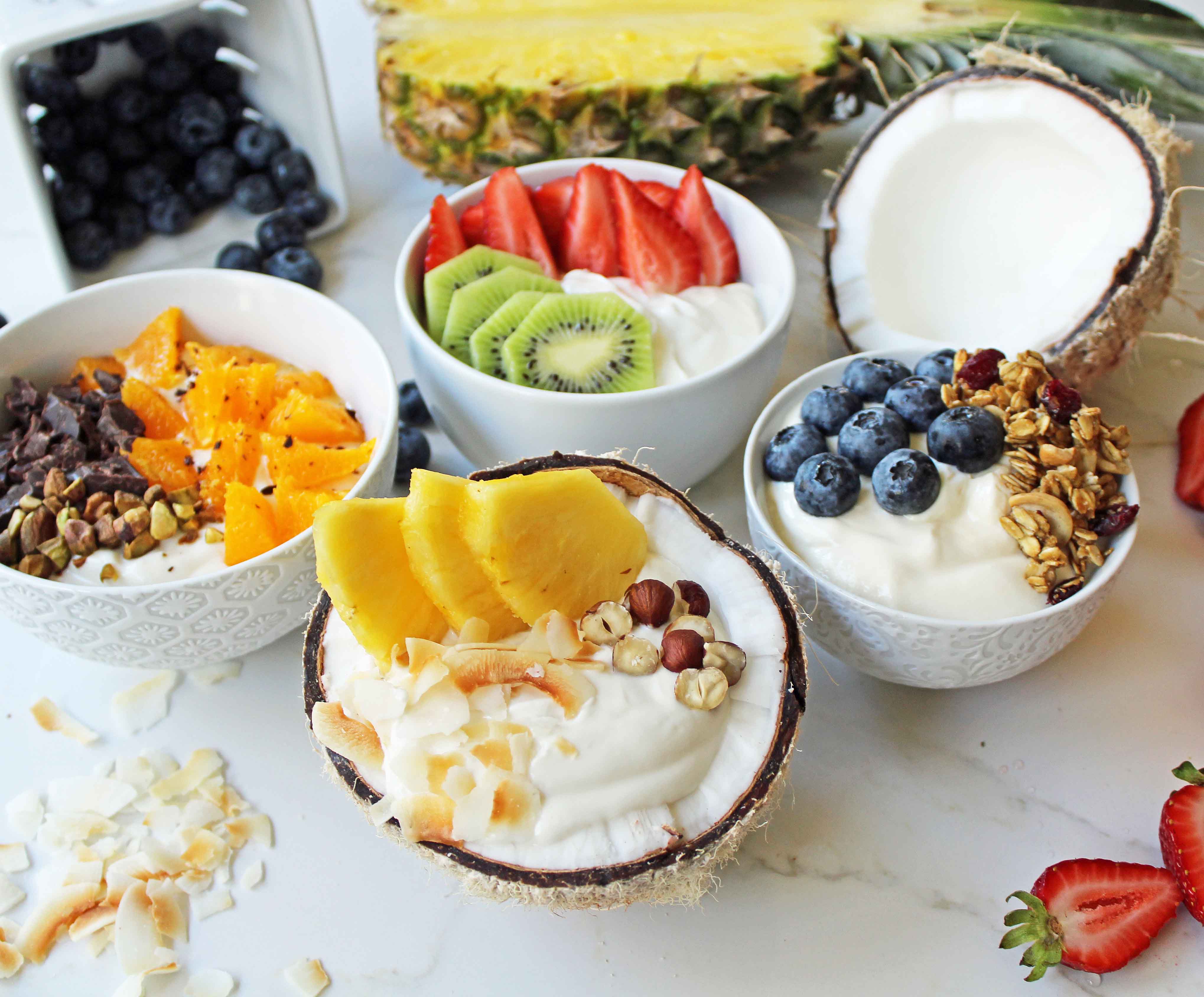 Greek Yogurt Breakfast Bowls With Toppings Modern Honey