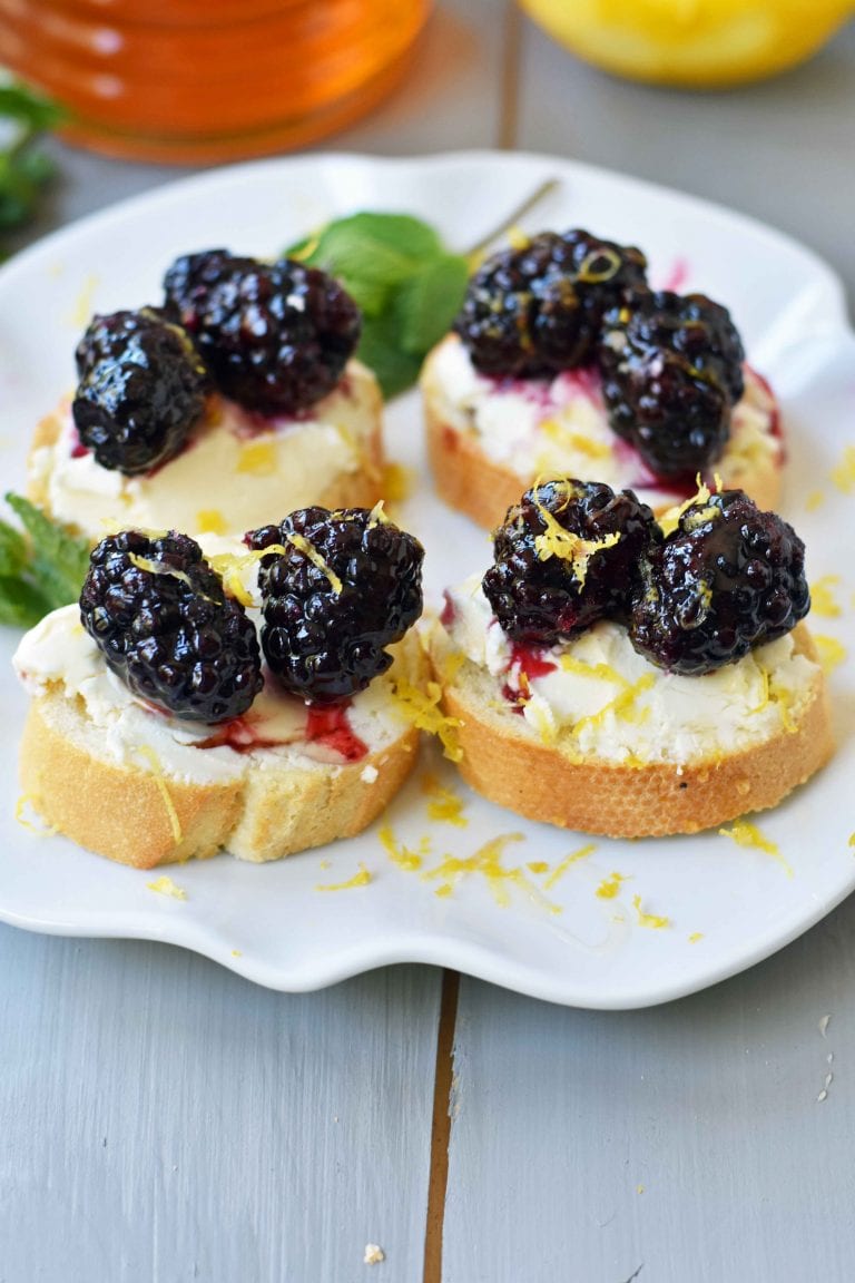 Blackberry and Lemon Mascarpone Crostini – Modern Honey