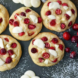 Cranberry Orange White Chocolate Cookies. Citrus orange dough with fresh or dried cranberries, orange zest, and white chocolate chunks. A popular Christmas cookie!