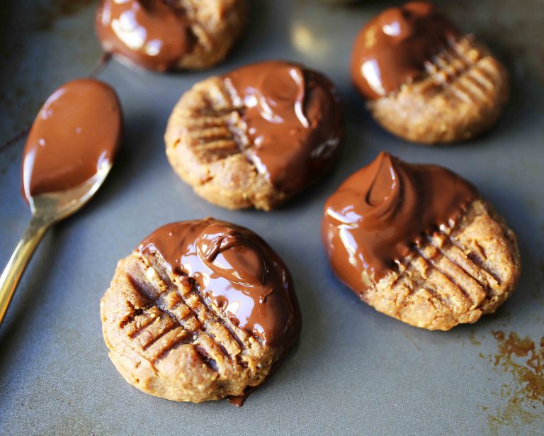 Flourless Chocolate Dipped Peanut Butter Cookies – Modern Honey