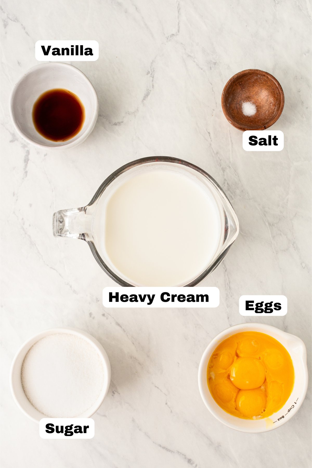 Creme Brulee Ingredients. What ingredients you need to make homemade creme brulee.