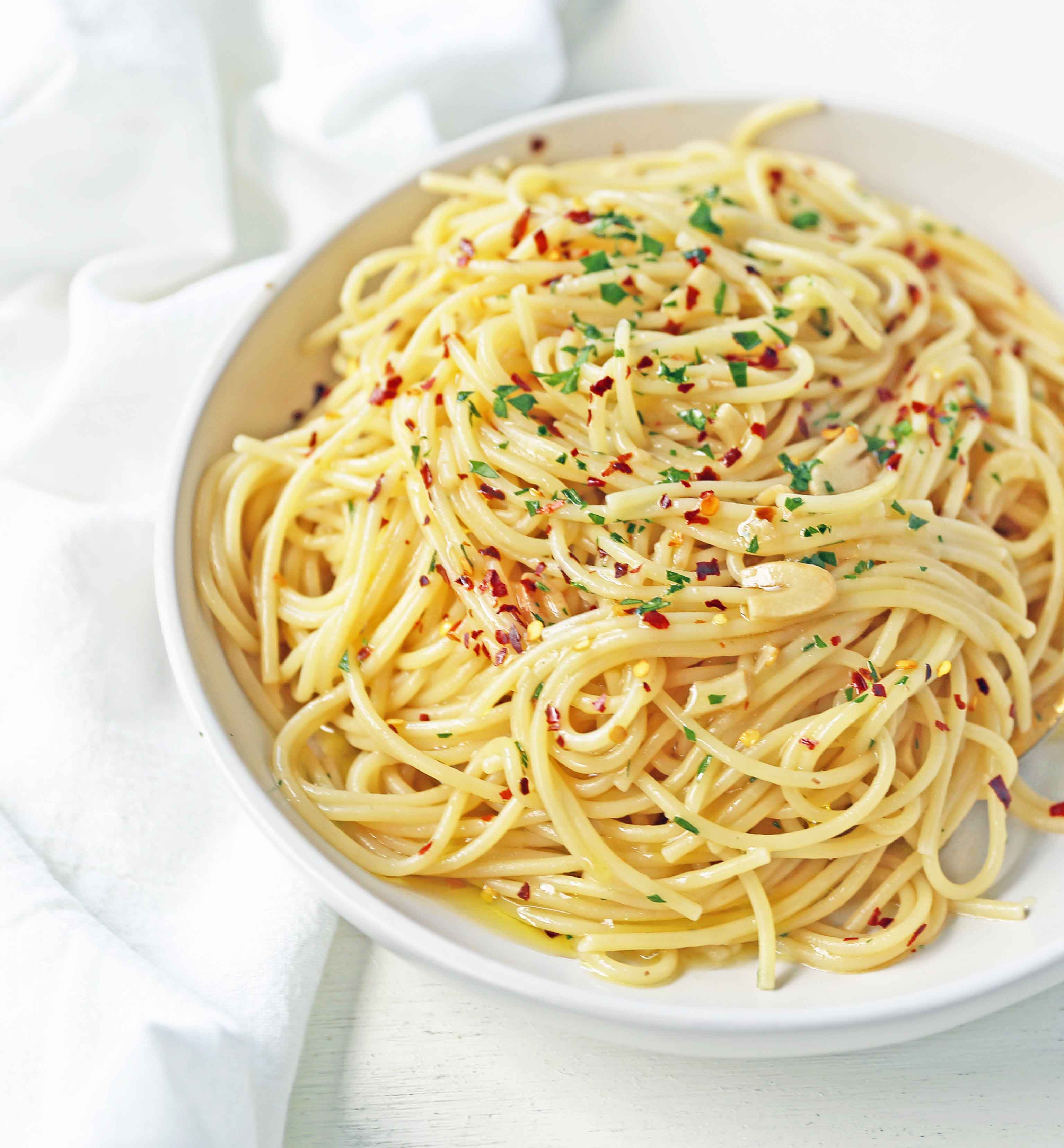 Angel hair pasta with garlic, oil and chilli