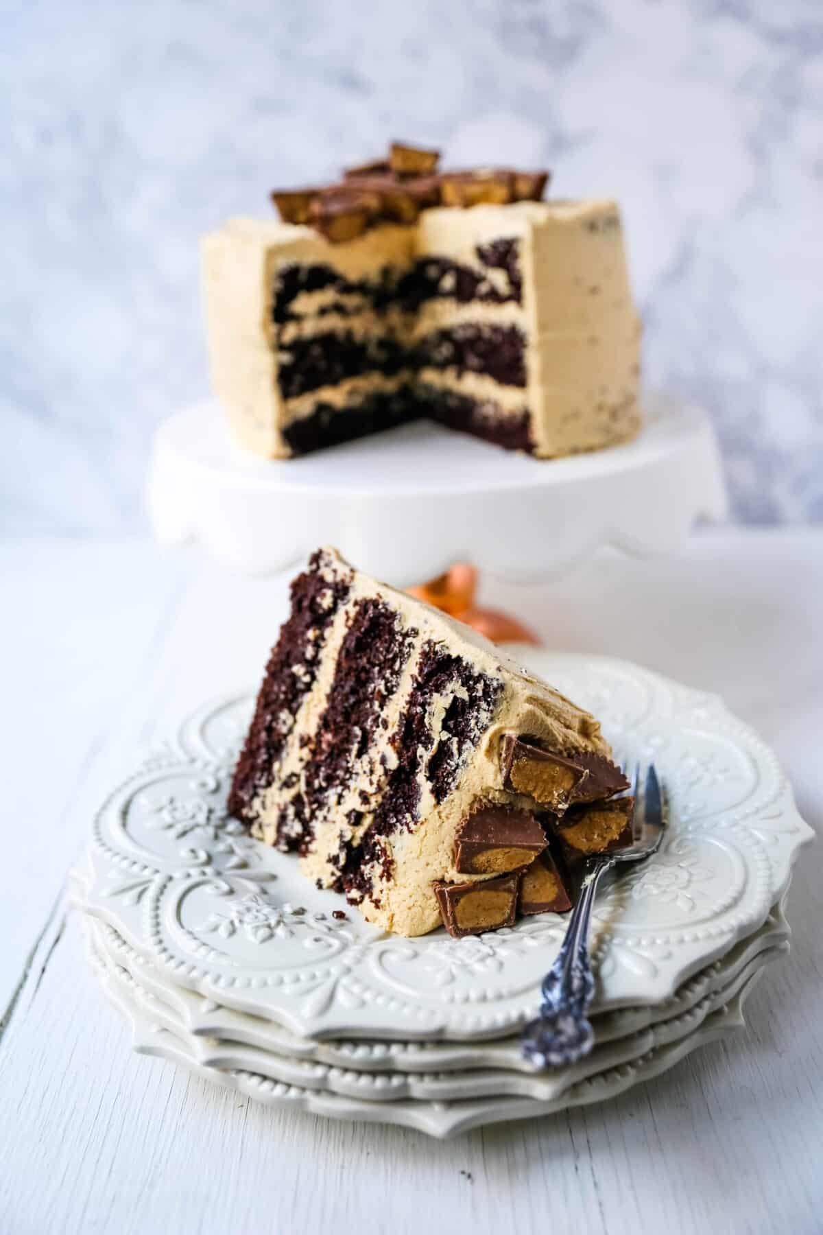 Chocolate Cake with Peanut Butter Frosting – Modern Honey