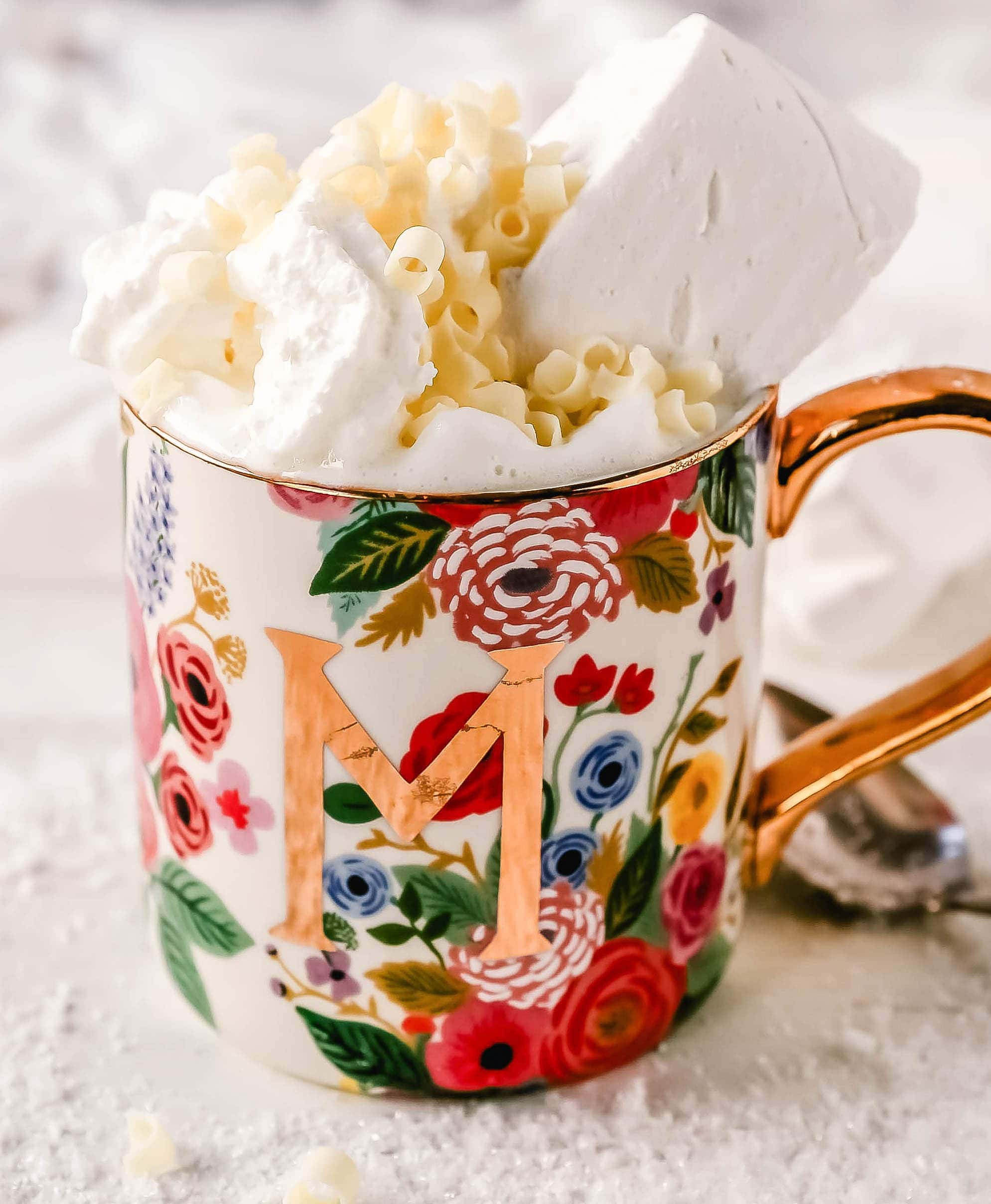 hot cocoa with marshmallows and whipped cream