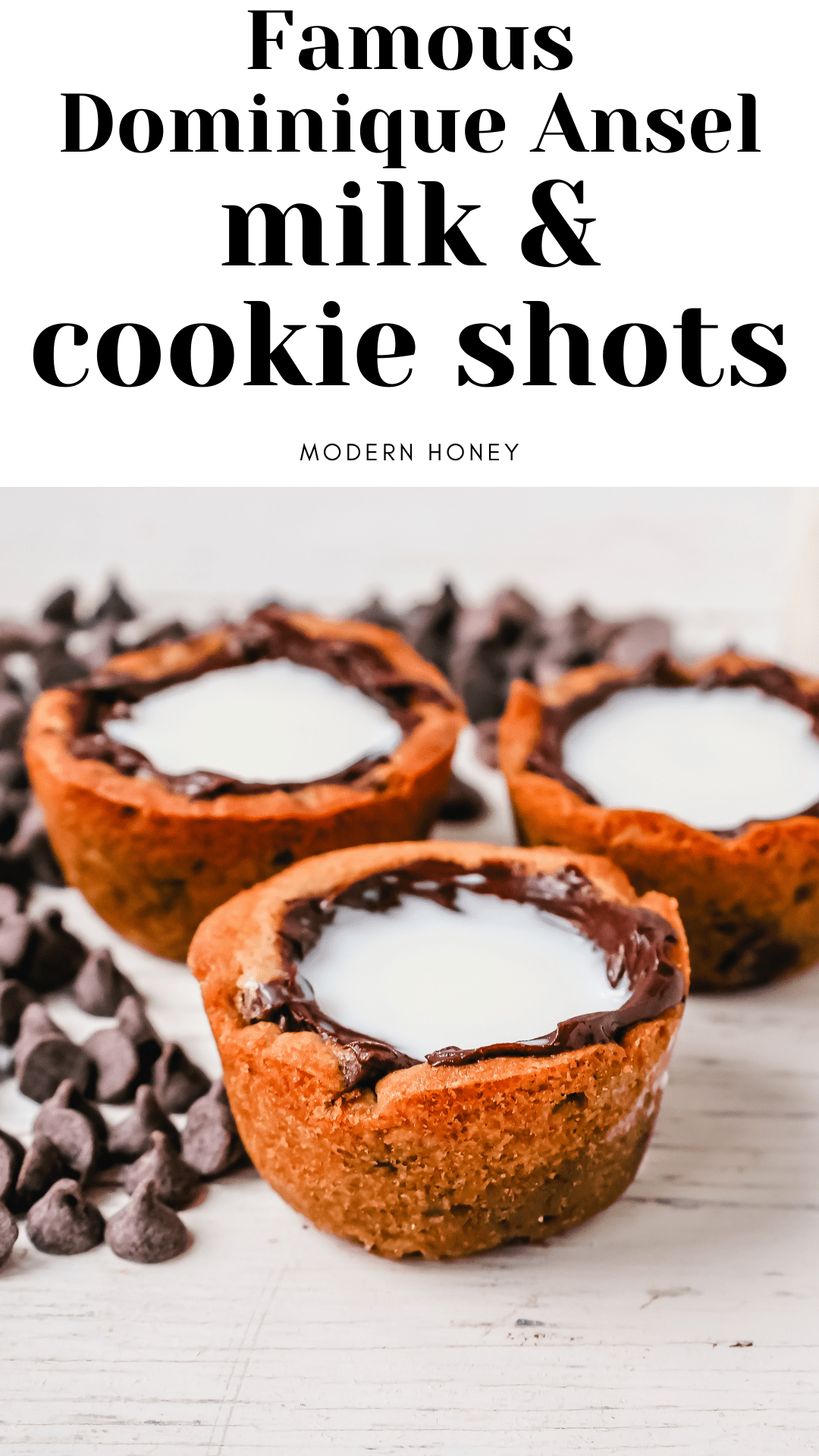 Here's how to make chocolate chip cookie shot glasses filled with milk