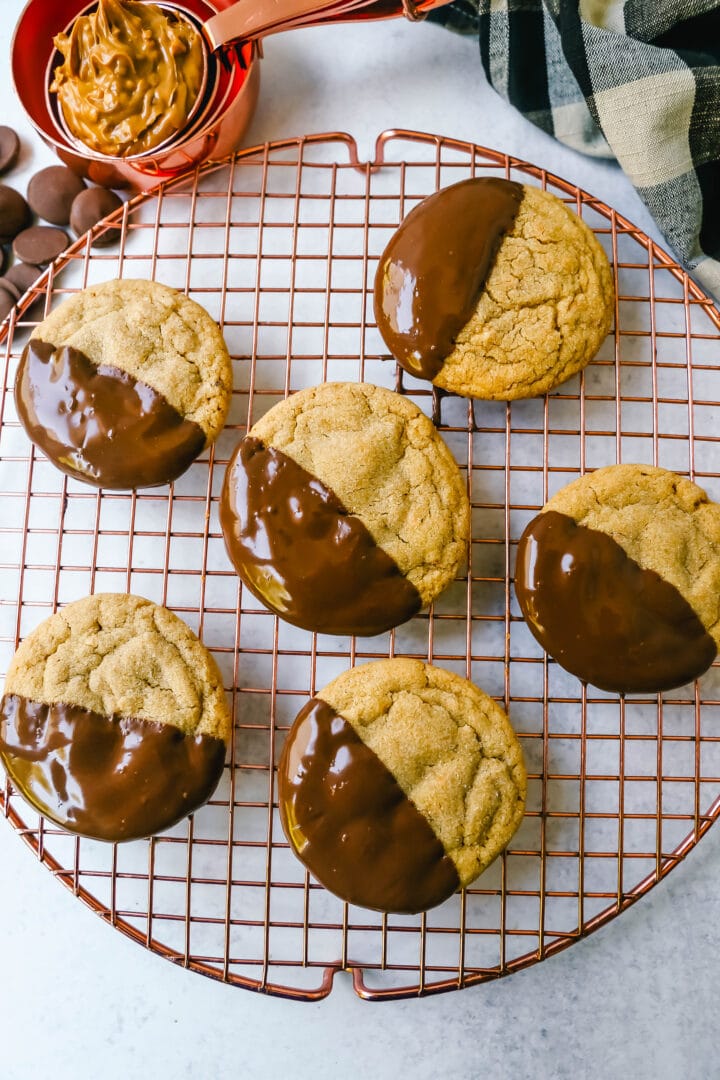 Chocolate Dipped Peanut Butter Cookies – Modern Honey