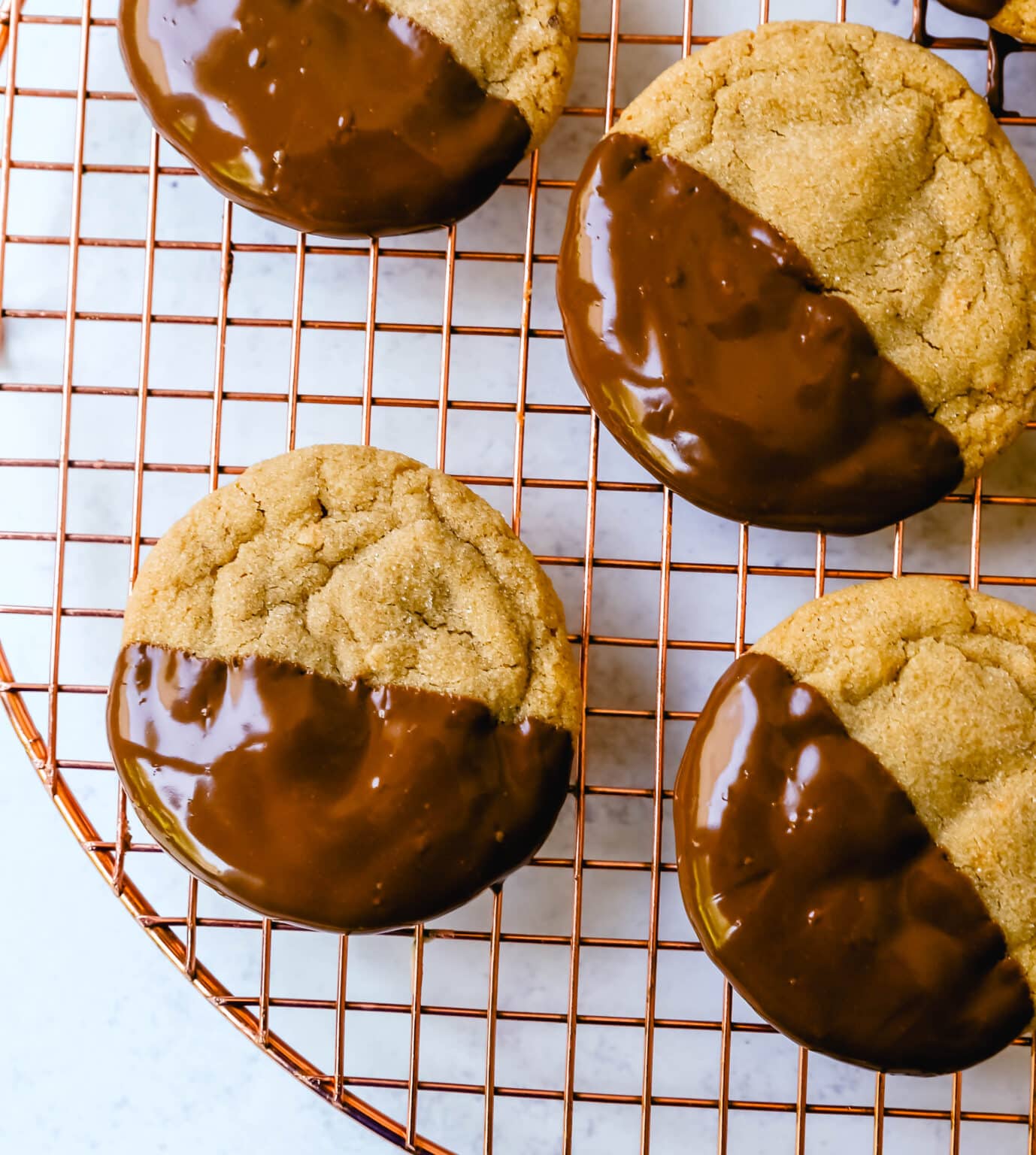 Chocolate Dipped Peanut Butter Cookies – Modern Honey