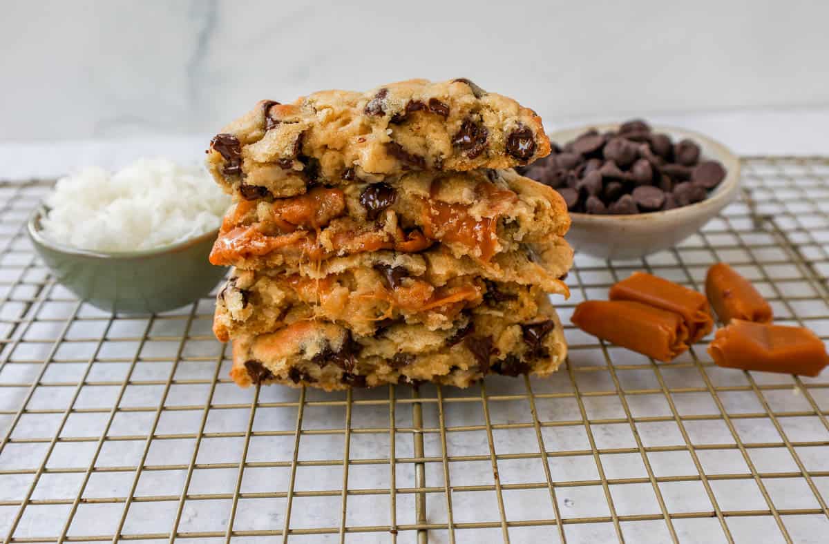 The BEST Salted Caramel Chocolate Chip Cookies!