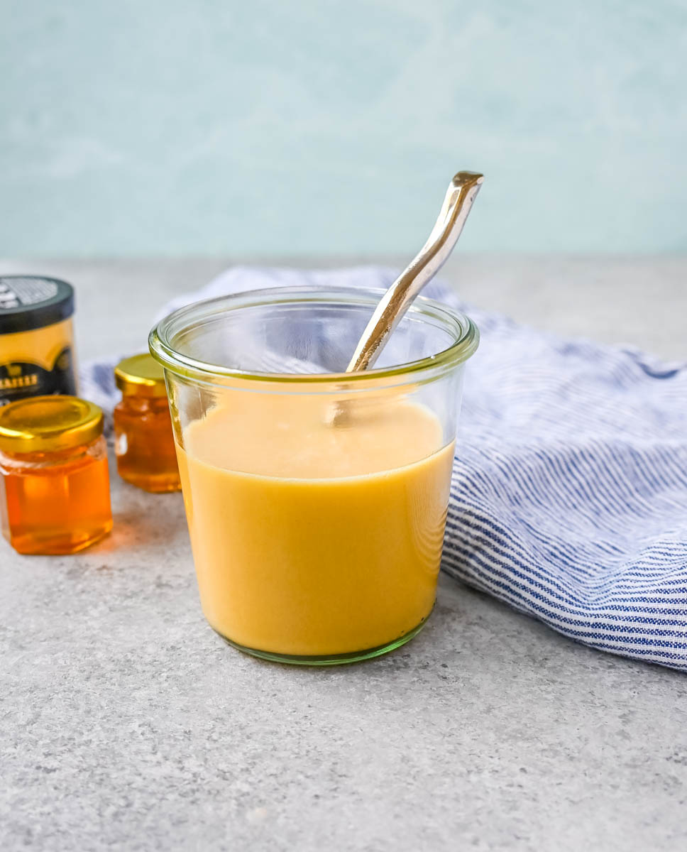 This homemade honey mustard dressing recipe is a perfect balance of sweet, tangy, and creamy and is the perfect salad dressing, dip, or marinade.