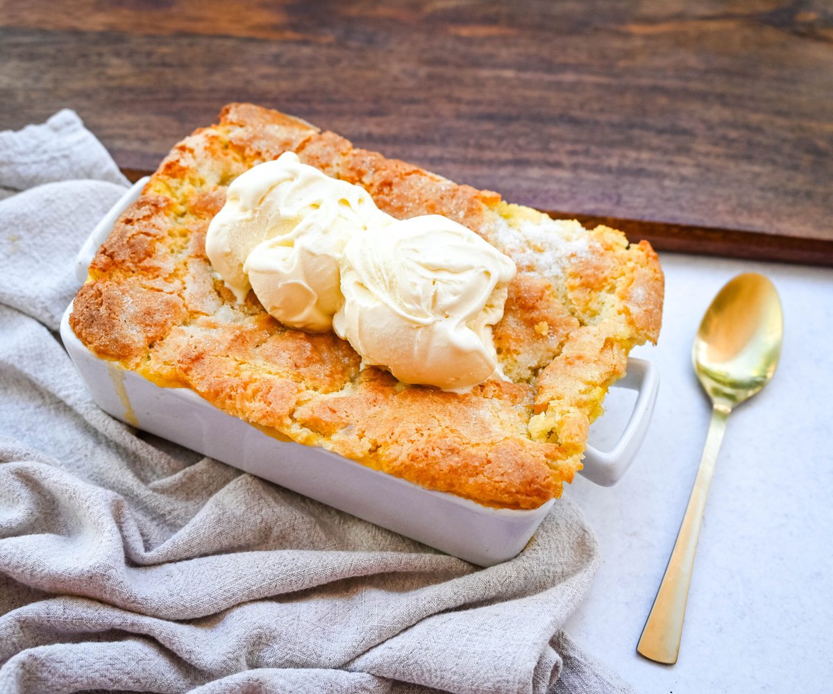 This Homemade Nectarine Cobbler is made with fresh nectarines tossed in sugar and topped with a golden, buttery crust and served warm with vanilla bean ice cream. This is the best nectarine cobbler recipe!