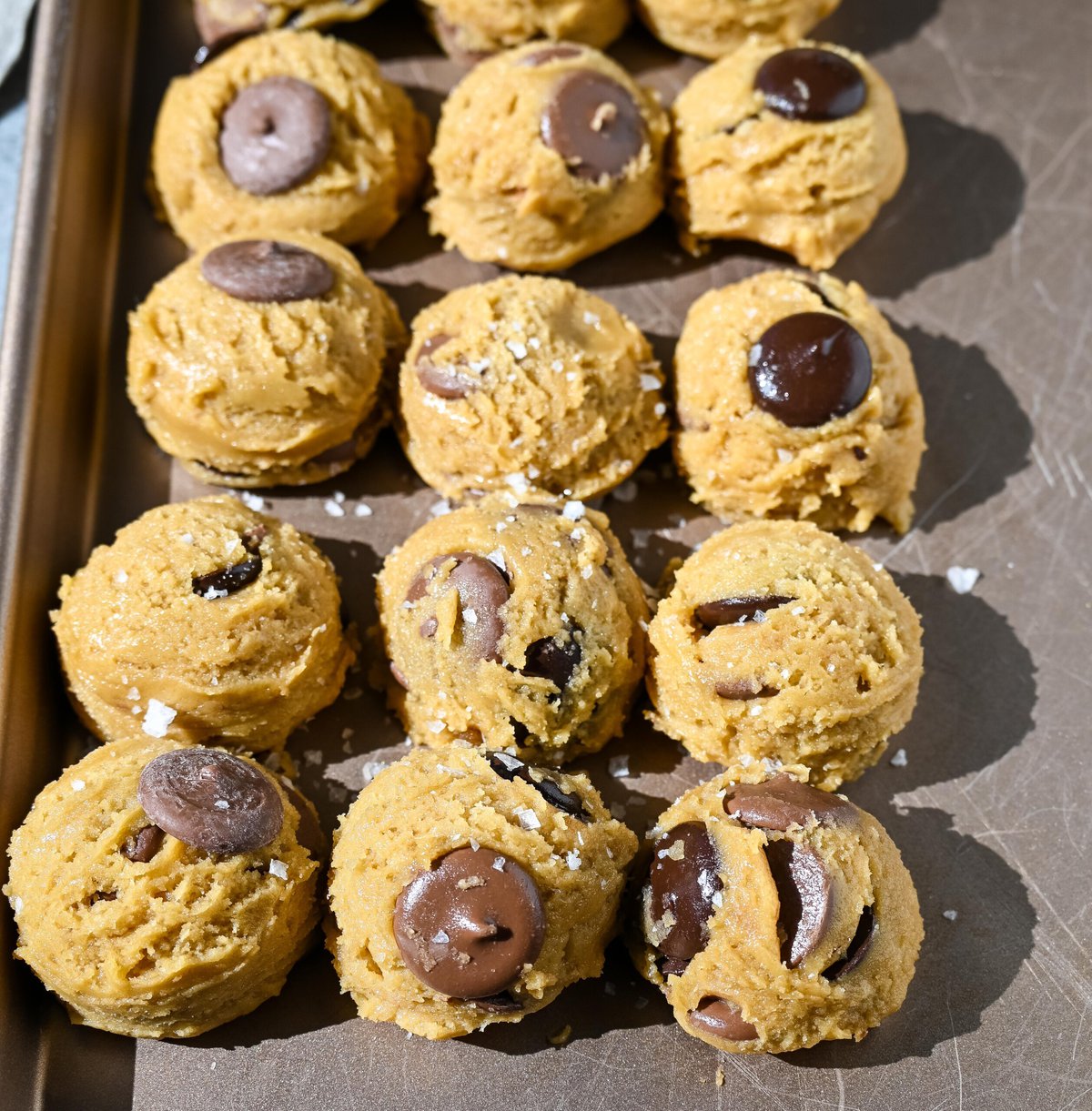 Browned Butter Chocolate Chip Cookie Dough Balls before chilling