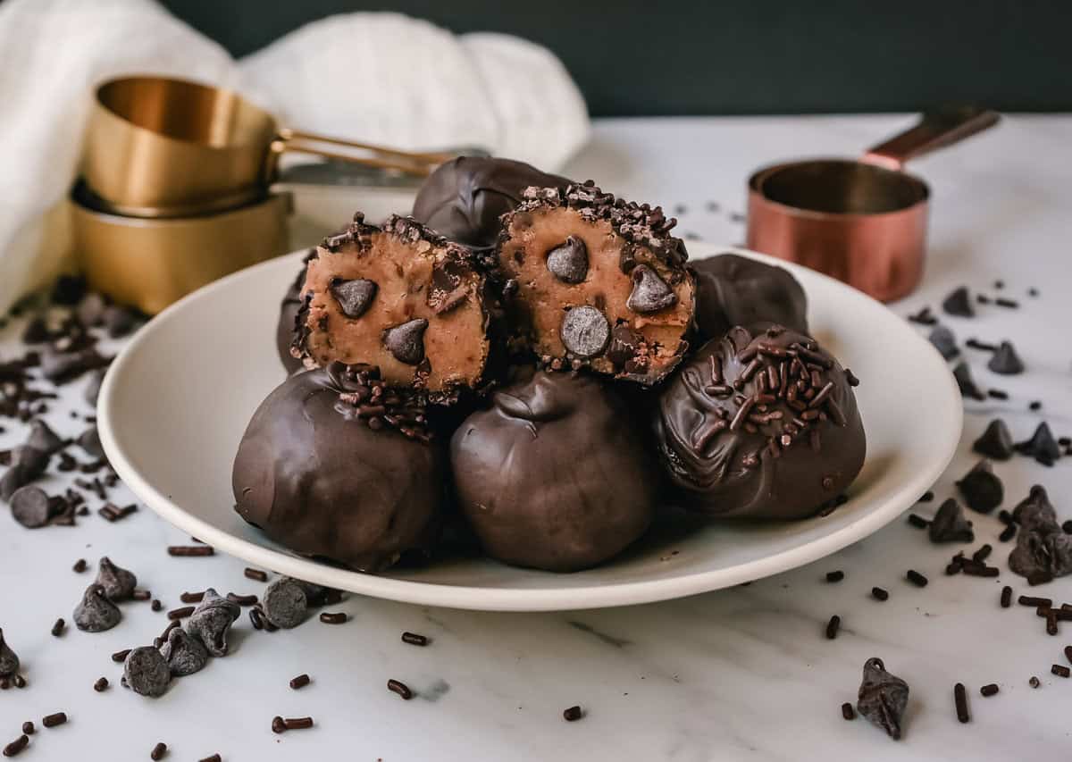 Chocolate covered cookie dough truffles