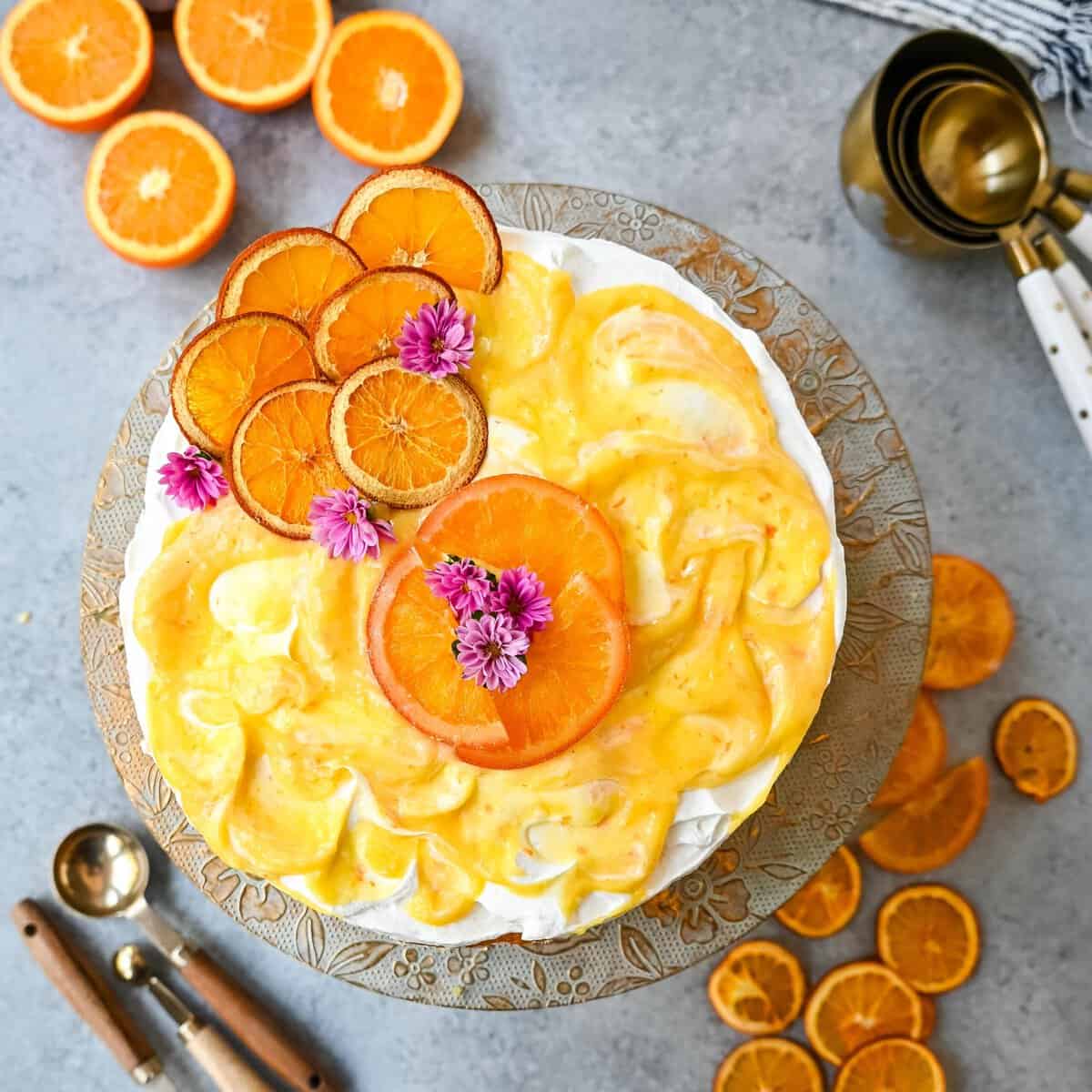 Orange olive oil cake is a beautiful and delicious dessert that combines the fruity essence of oranges with the rich, aromatic flavors of high-quality olive oil. This cake is moist, tender, and pairs beautifully with fresh whipped cream and orange curd.