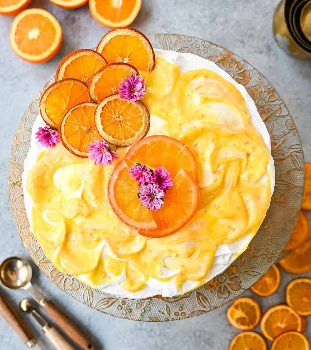 Orange olive oil cake is a beautiful and delicious dessert that combines the fruity essence of oranges with the rich, aromatic flavors of high-quality olive oil. This cake is moist, tender, and pairs beautifully with fresh whipped cream and orange curd.