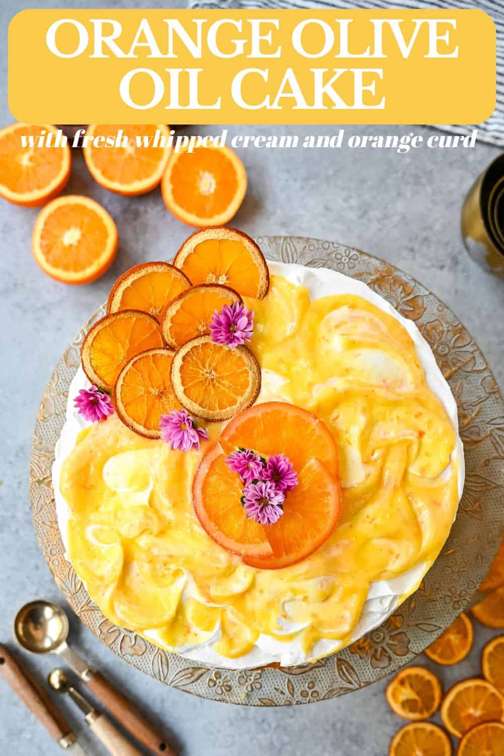 Orange olive oil cake is a beautiful and delicious dessert that combines the fruity essence of oranges with the rich, aromatic flavors of high-quality olive oil. This cake is moist, tender, and pairs beautifully with fresh whipped cream and orange curd.