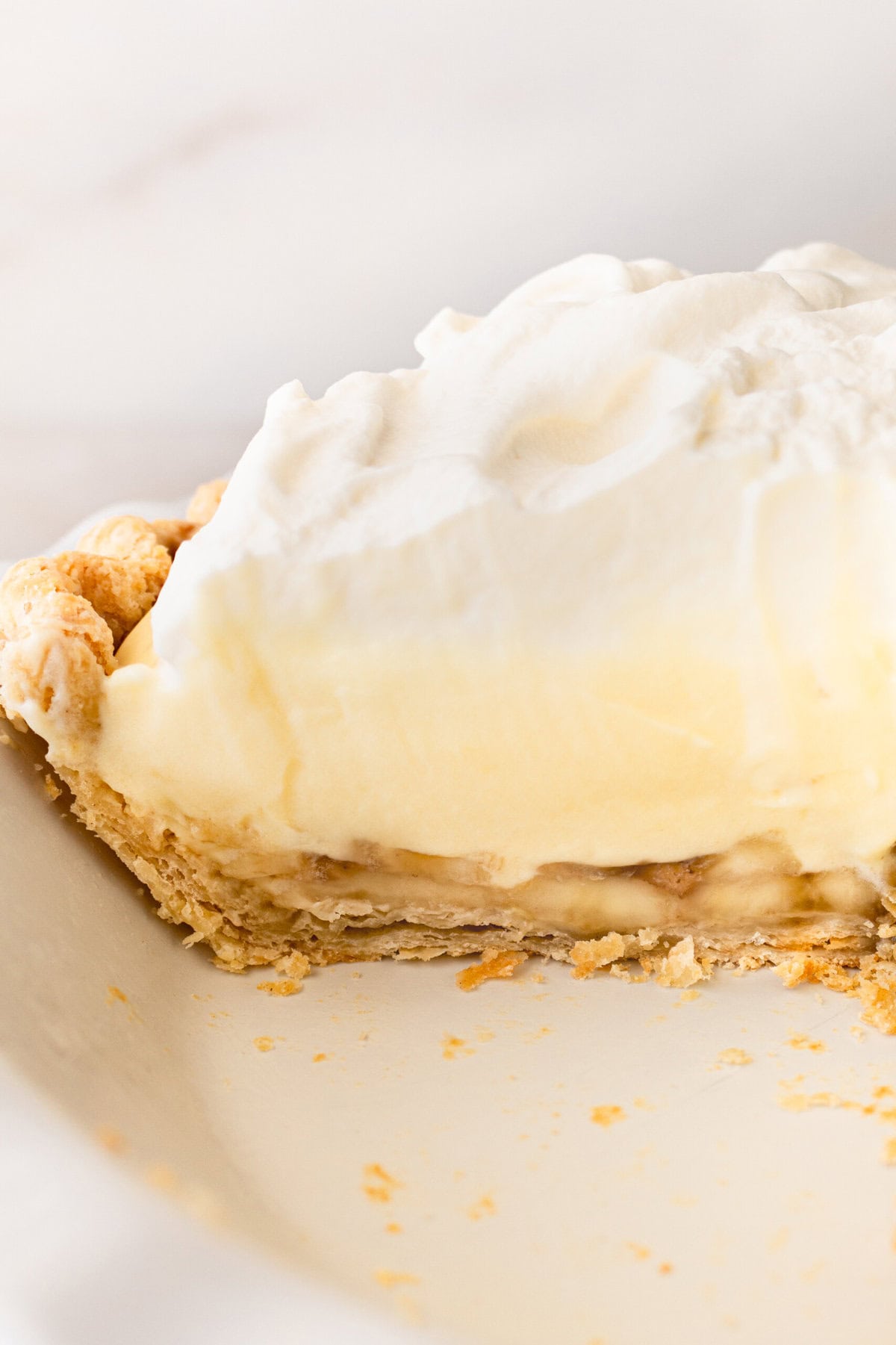 A slice of easy homemade banana cream pie