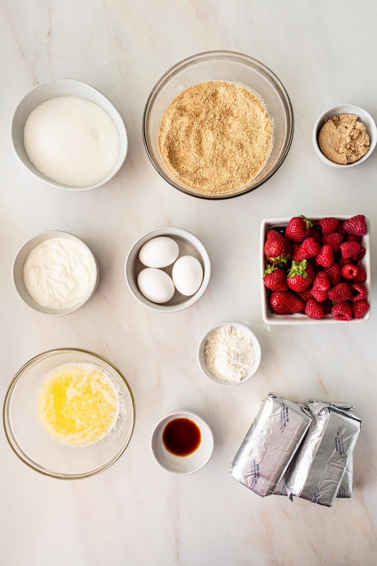 Cheesecake Bars Ingredients. What do you need to make homemade cheesecake bars.