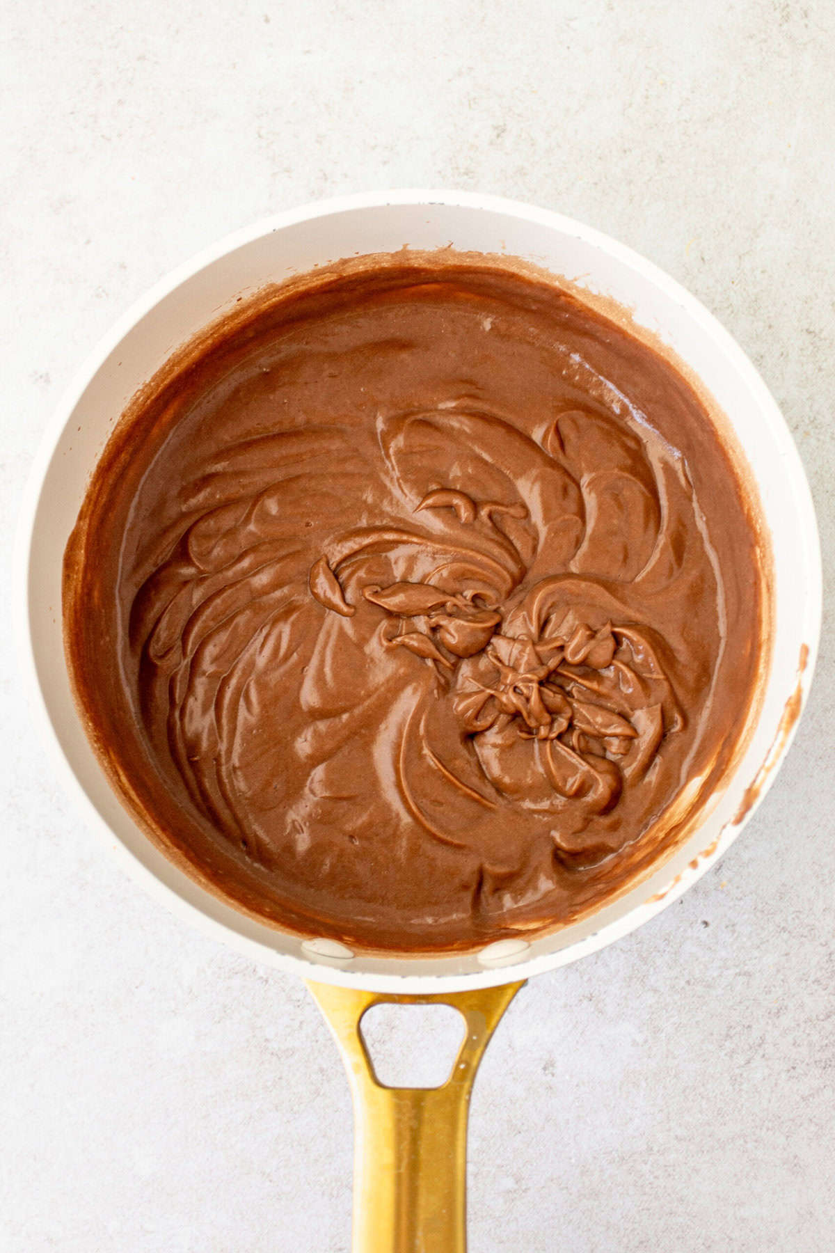 Chocolate Cream Pie Filling in a saucepan