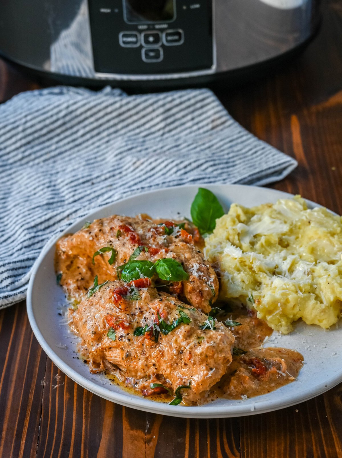 Crockpot Marry Me Chicken is a deliciously rich and creamy dish that is bursting with flavor. This slow cooker Marry Me Chicken is made with tender chicken simmers in a sauce made with garlic, sun-dried tomatoes, and Parmesan, creating a savory blend of tangy, herby, and cheesy goodness. The creamy sauce, with hints of sweetness from the sun-dried tomatoes and a touch of spice, coats every bite, making it irresistible.