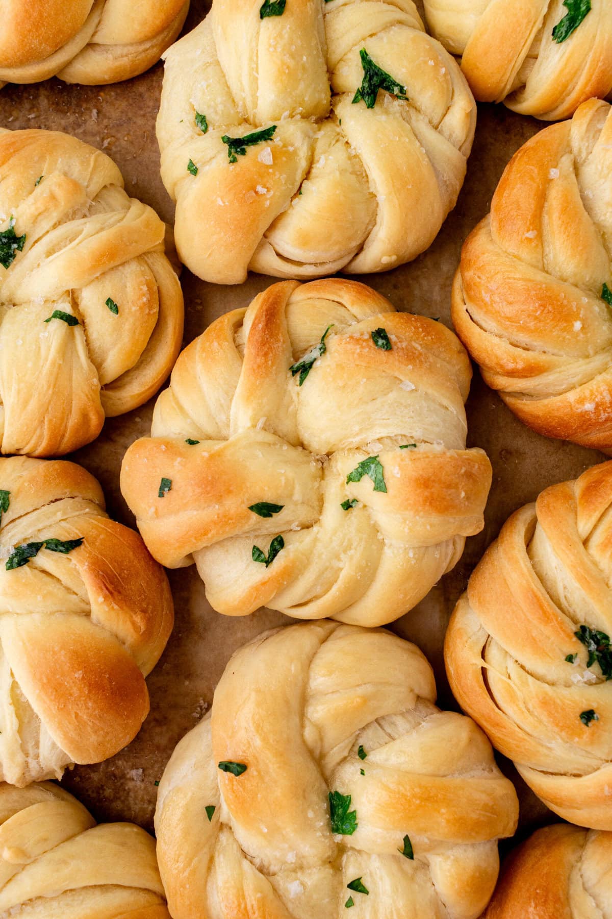 Buttery, fluffy homemade rolls tied in knot and brushed with butter. The perfect knotted rolls recipe!