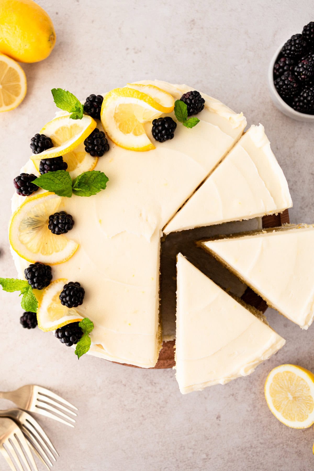 This 5-star rated lemon olive oil cake with cream cheese frosting is one of the most popular cake recipes. It is moist, fluffy, with the perfect amount of lemon flavor. The cream cheese frosting puts it over the top. This is the best lemon olive oil cake recipe!