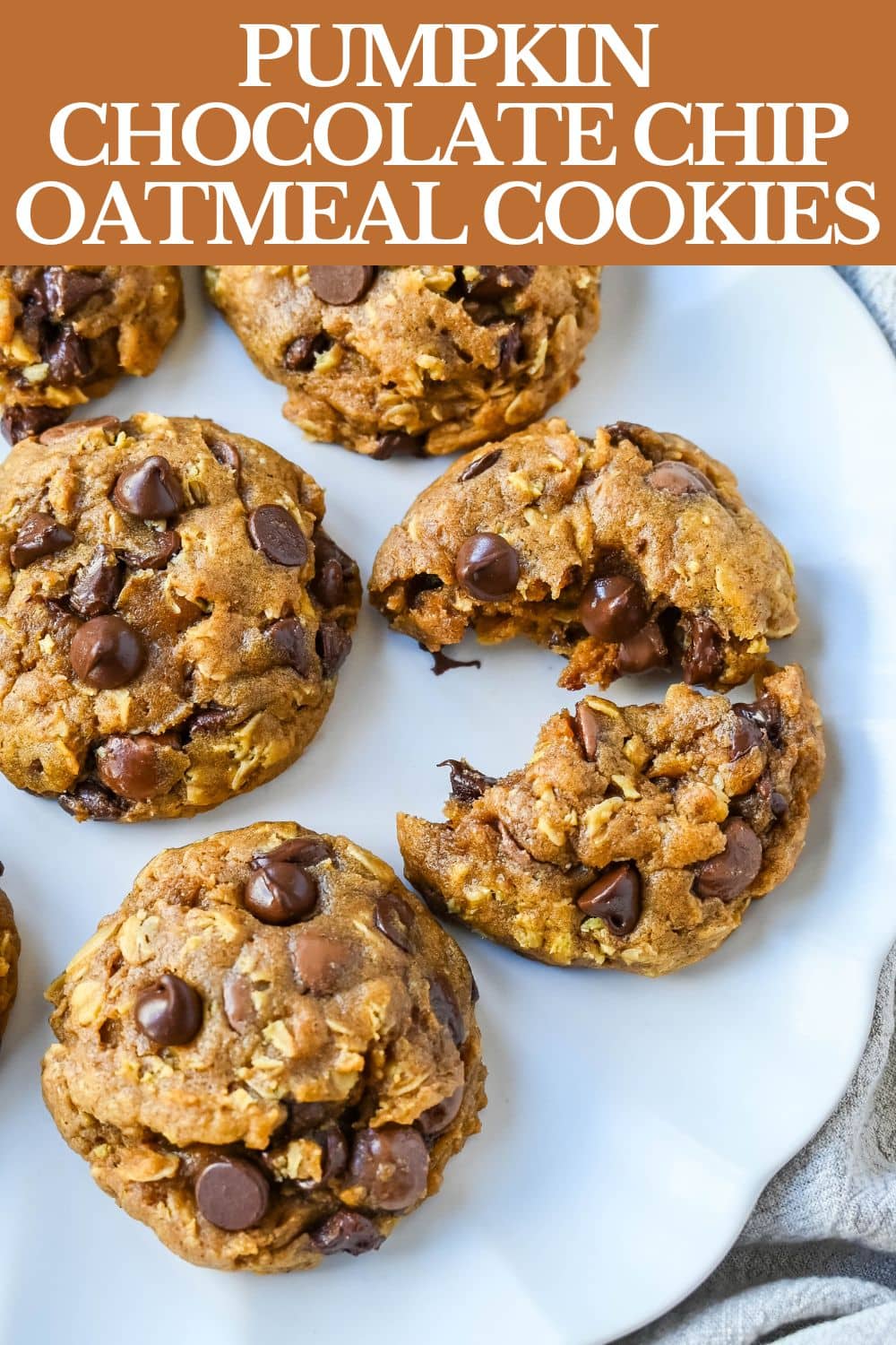 These pumpkin oatmeal chocolate chip cookies are made with browned butter, spiced pumpkin, oatmeal, and rich semi-sweet chocolate chips. This chocolate chip pumpkin oatmeal cookie is the perfect Fall cookie. How to make the perfect chewy, melt-in-your-mouth saucepan pumpkin chocolate chip cookie.