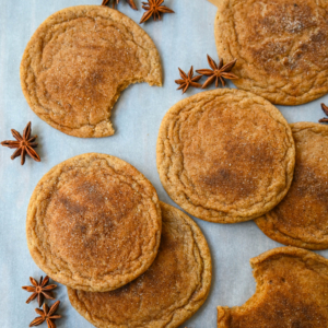 These chai sugar cookies are a delicious spin on the classic snickerdoodle. Instead of being rolled in just cinnamon sugar, they’re coated in a chai spice blend mixed with sugar. The result is a tender, chewy cookie with crisp edges and a perfectly spiced finish. These Chai Snickerdoodles will be a favorite Fall cookie!