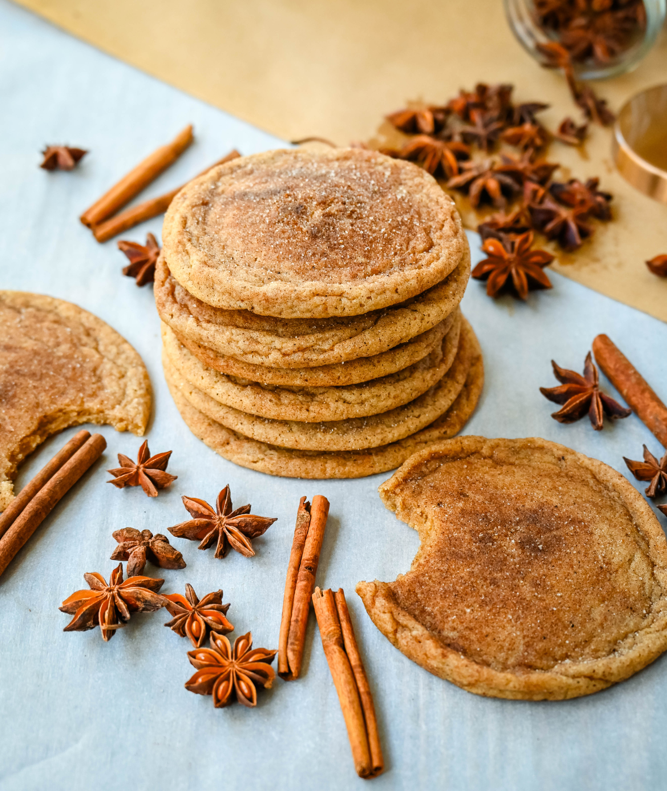 These chai sugar cookies are a delicious spin on the classic snickerdoodle. Instead of being rolled in just cinnamon sugar, they’re coated in a chai spice blend mixed with sugar. The result is a tender, chewy cookie with crisp edges and a perfectly spiced finish. These Chai Snickerdoodles will be a favorite Fall cookie!