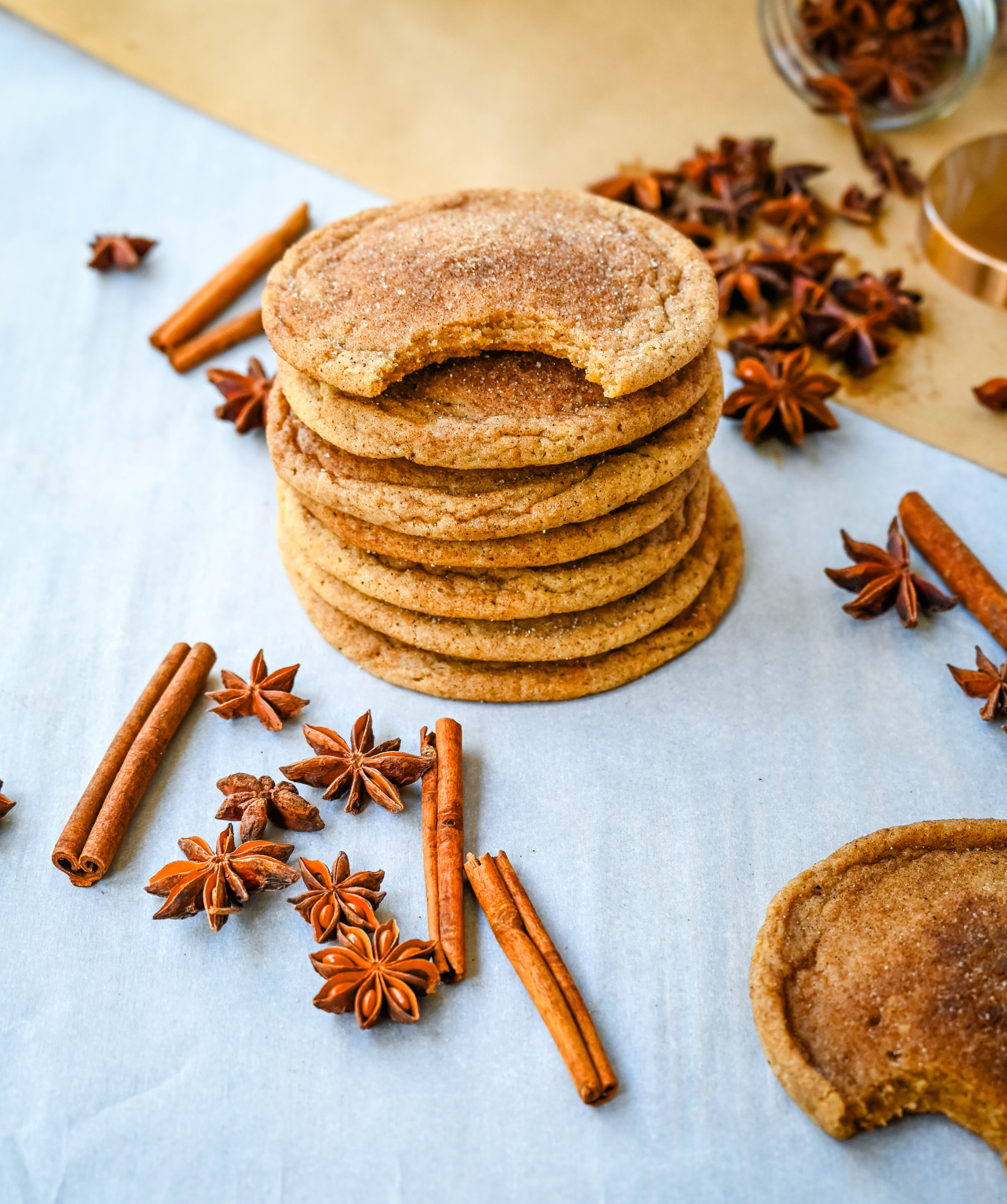 These chai sugar cookies are a delicious spin on the classic snickerdoodle. Instead of being rolled in just cinnamon sugar, they’re coated in a chai spice blend mixed with sugar. The result is a tender, chewy cookie with crisp edges and a perfectly spiced finish. These Chai Snickerdoodles will be a favorite Fall cookie!