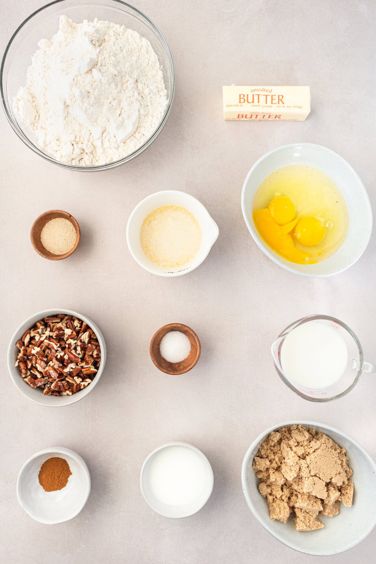 Sticky Buns Ingredients or Caramel Pecan Rolls Ingredients.