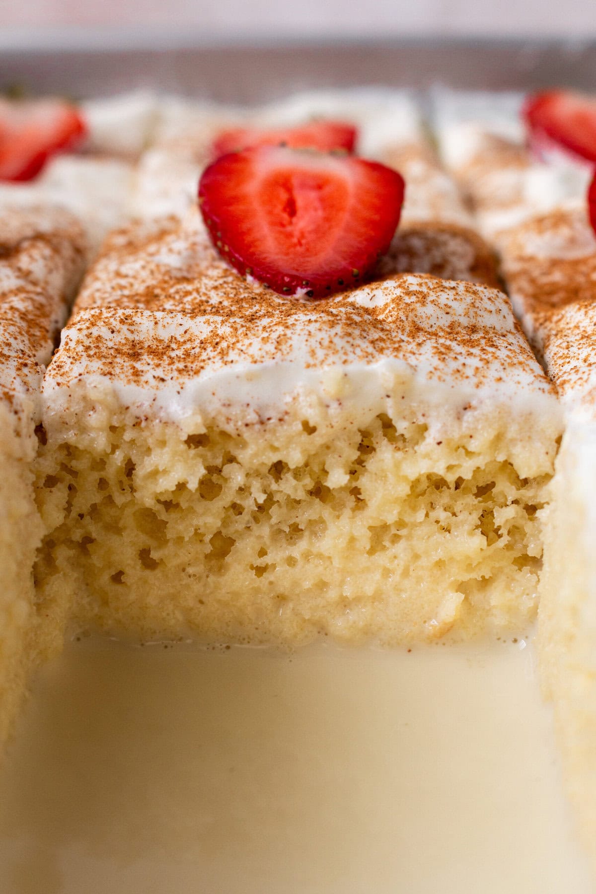 Tres Leches Cake. A classic Mexican dessert made with a vanilla sponge cake soaked with three kinds of milk -- heavy cream, evaporated milk and sweetened condensed milk and topped with fresh sweetened whipped cream. An authentic Mexican dessert recipe!