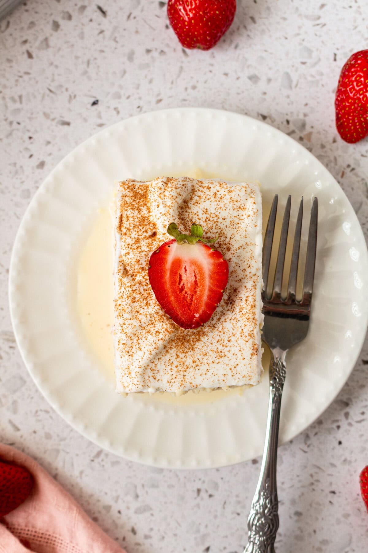 Tres Leches Cake. A classic Mexican dessert made with a vanilla sponge cake soaked with three kinds of milk -- heavy cream, evaporated milk and sweetened condensed milk and topped with fresh sweetened whipped cream. An authentic Mexican dessert recipe!