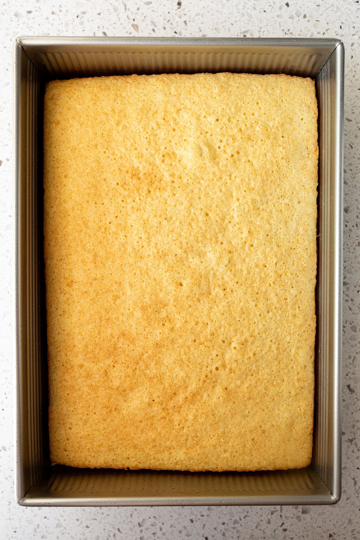 Baked sponge cake for tres leches cake.