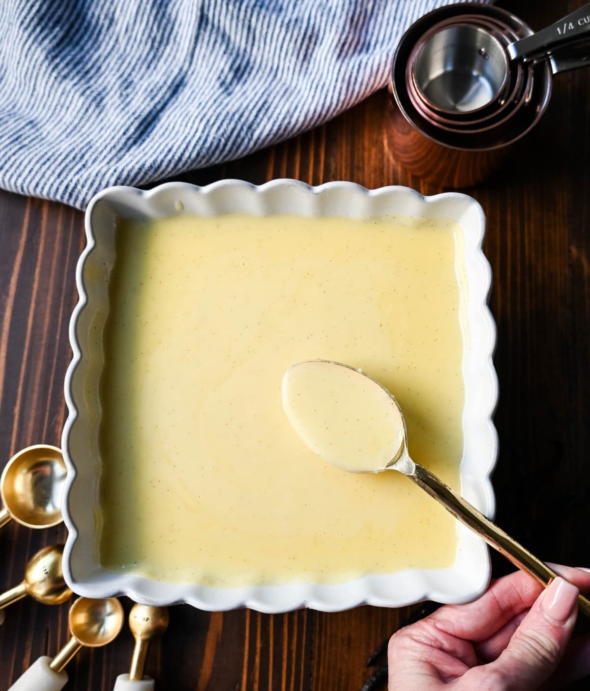 Vanilla Sauce for Bread Pudding (Creme Anglaise). How to make the best vanilla sauce perfect for bread pudding or other desserts. This simple creme anglaise is a rich, vanilla custard sauce made with cream, milk, egg yolks, sugar, and vanilla. It is an easy vanilla sauce recipe but adds so much creamy decadence to desserts.