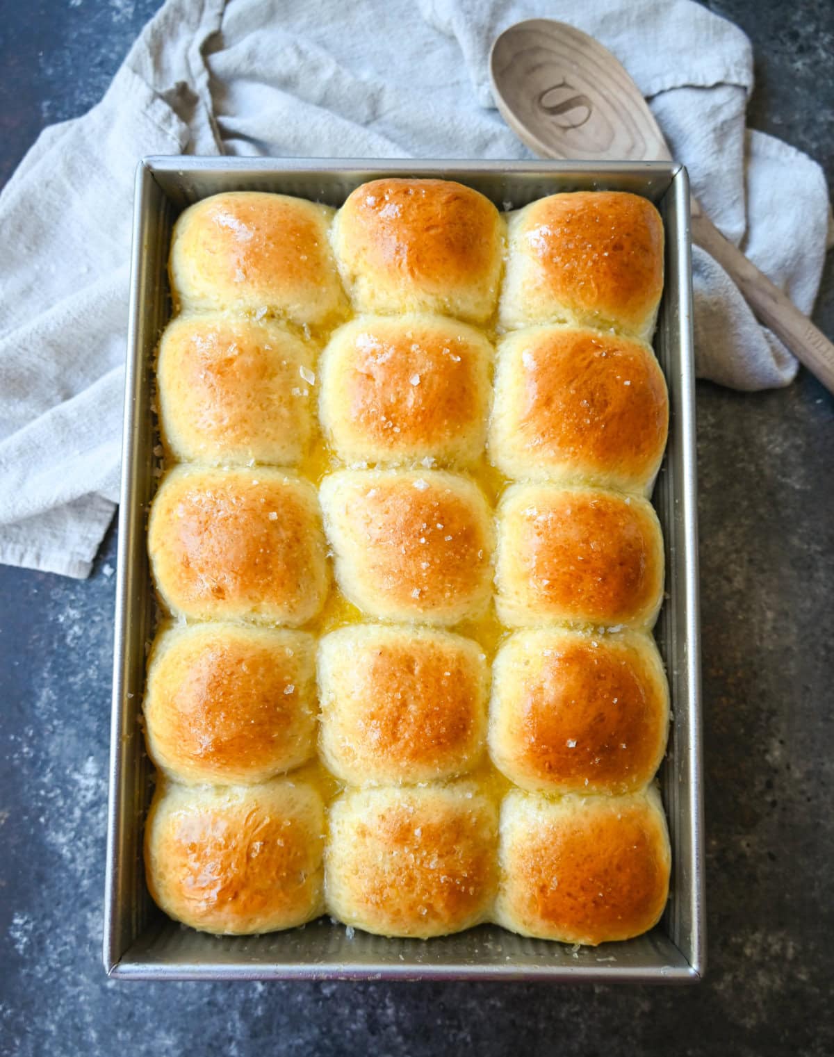 Japanese Milk Bread Dinner Rolls baked in a 9 x 13 pan