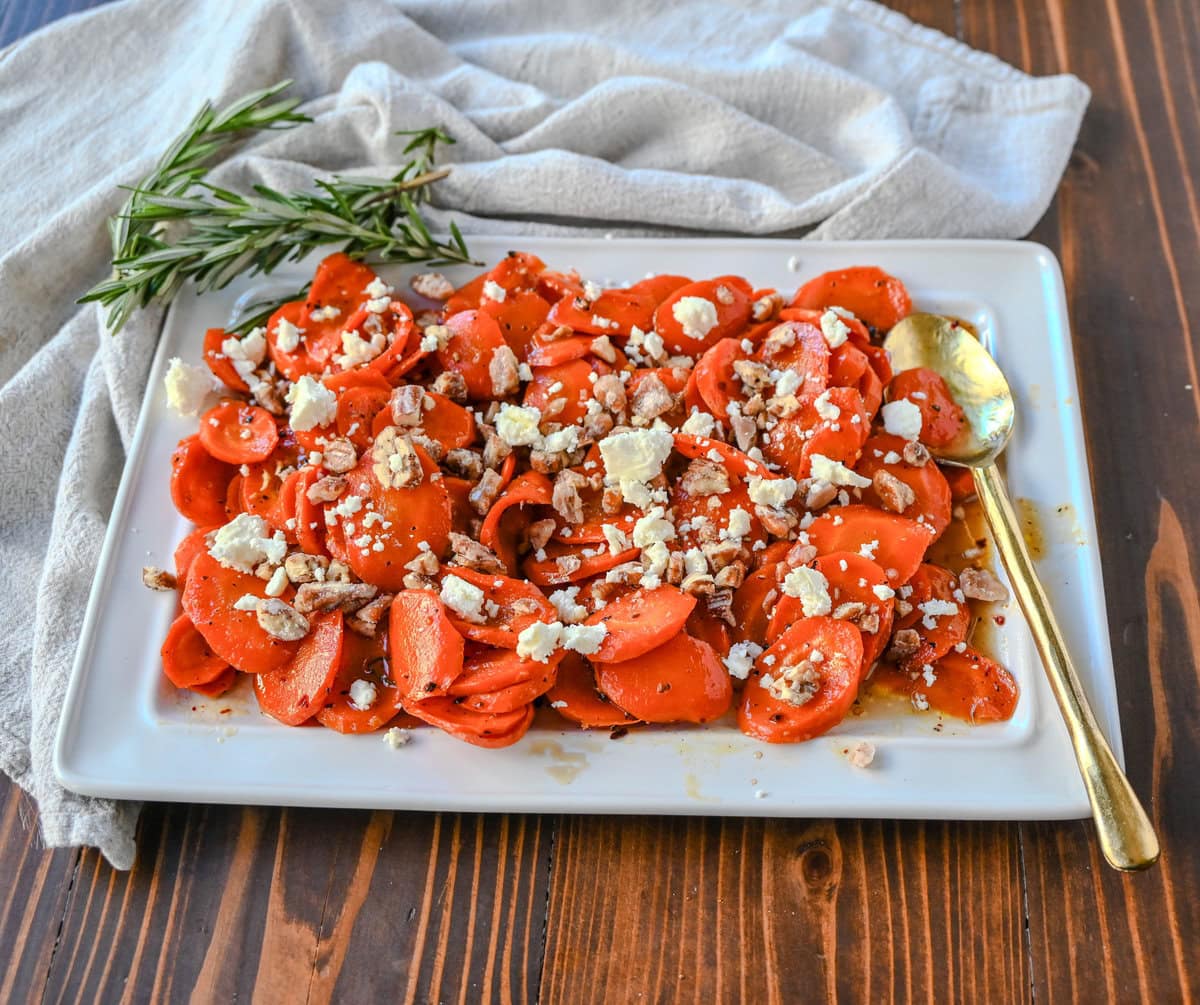 Maple Glazed Carrots with Candied Pecans and Goat Cheese