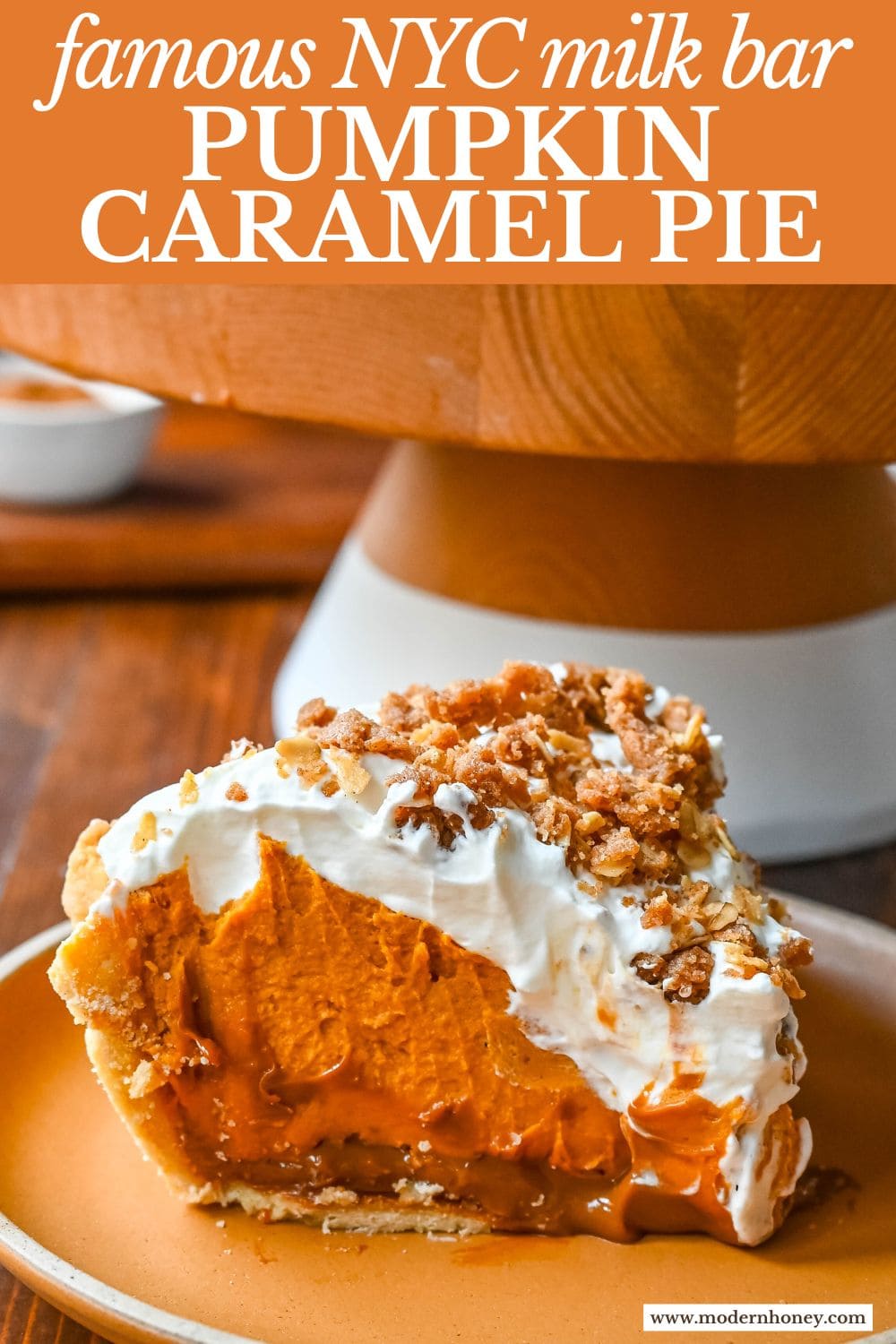 Milk Bar Hilly's Pumpkin Caramel Pie Recipe. How to make the famous, viral NYC's Milk Bar Pumpkin Caramel Pie. This pie starts with a homemade pie crust, filled with a spiced pumpkin white chocolate ganache, salted caramel, fresh sweetened whipped cream, and a homemade streusel topping. You will love this Pumpkin Caramel Pie Recipe!