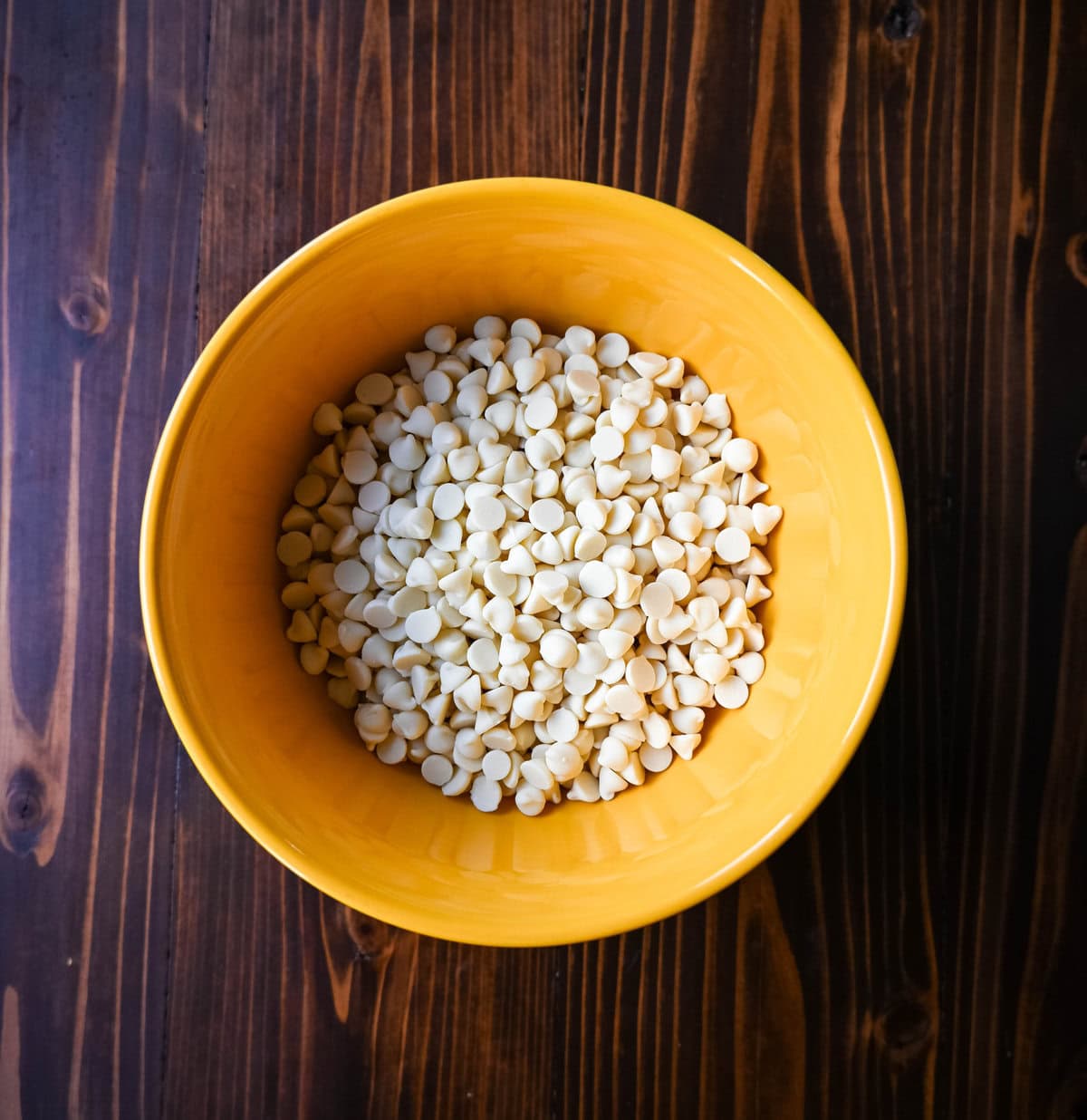 White chocolate chips for white chocolate pumpkin ganache for pie