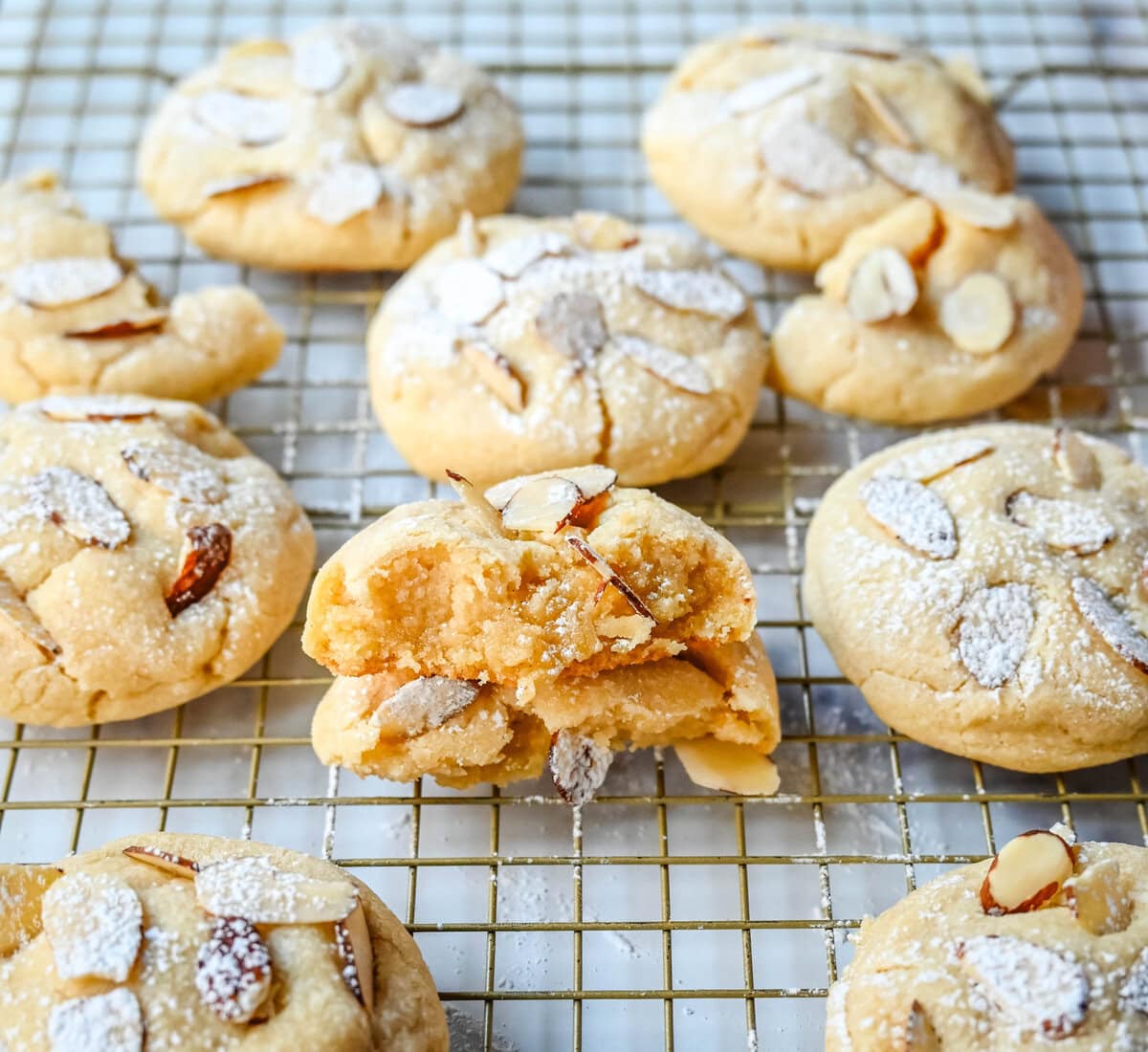 Almond Croissant Cookies taste like an almond croissant—buttery, flaky, and packed with a homemade almond filling. Almond croissant cookies are a delectable mashup of the classic French pastry and a soft, crumbly cookie, and they’ve gone viral on TikTok for good reason! 