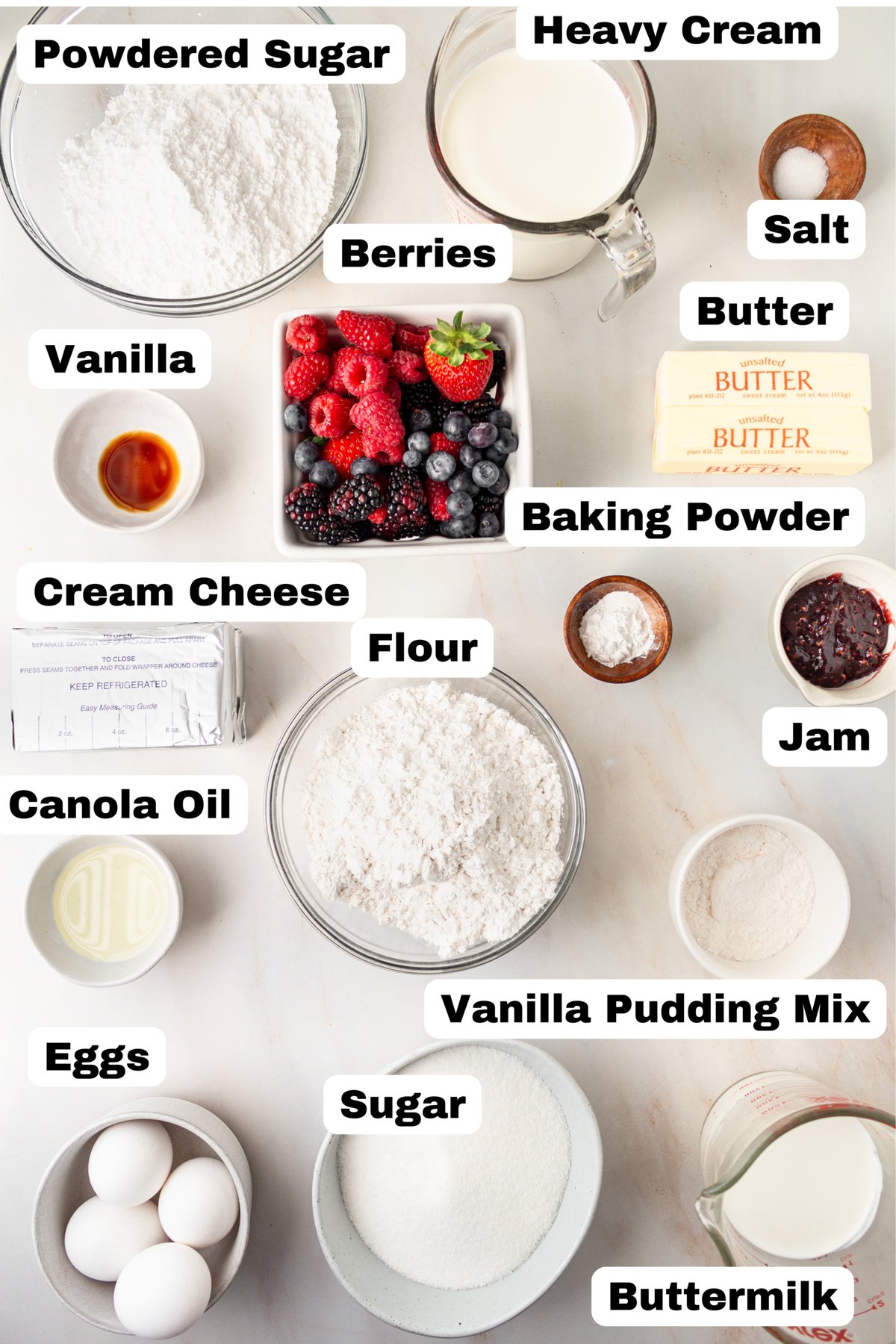 Chantilly Cake Ingredients. What ingredients you need to make homemade chantilly cake. 