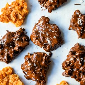 Cornflake Crack is a super easy treat made with only three ingredients -- cornflakes cereal, butter, and brown sugar—this quick treat bakes into a caramelized layer of goodness that’s perfect on its own or even better when dipped in melted chocolate. This can also be called Cornflake Crunch or Cornflake Candy.