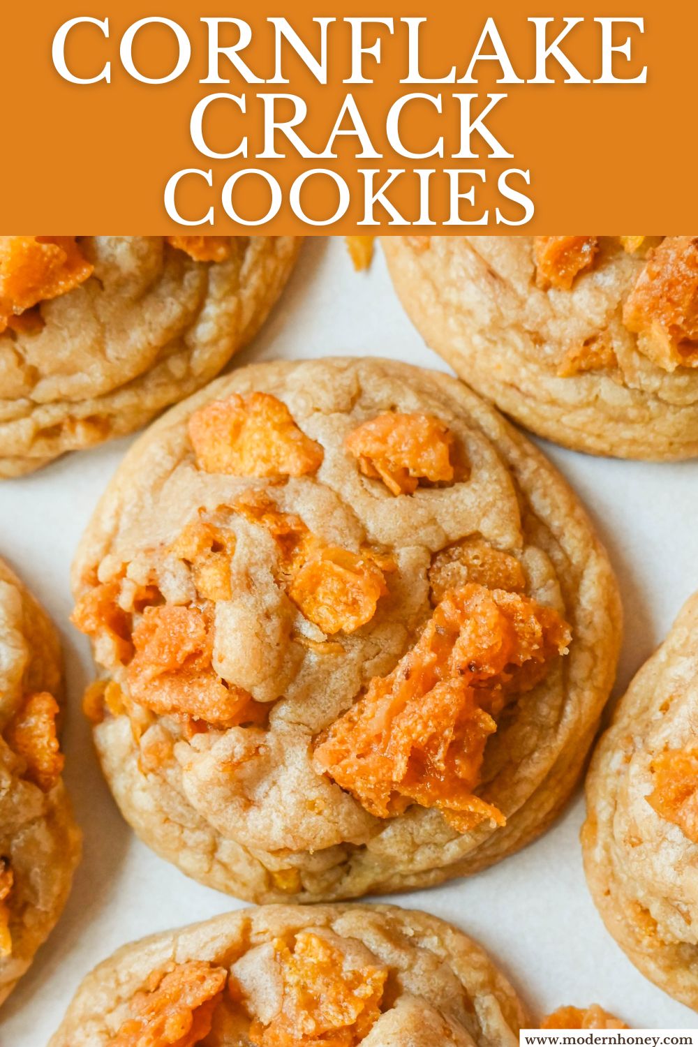 These Cornflake Crack Cookies are buttery, chewy, crispy cookies with toffee caramel notes thanks to homemade cornflake crack in and on top of the cookies. These sweet and salty cookies are always a hit!