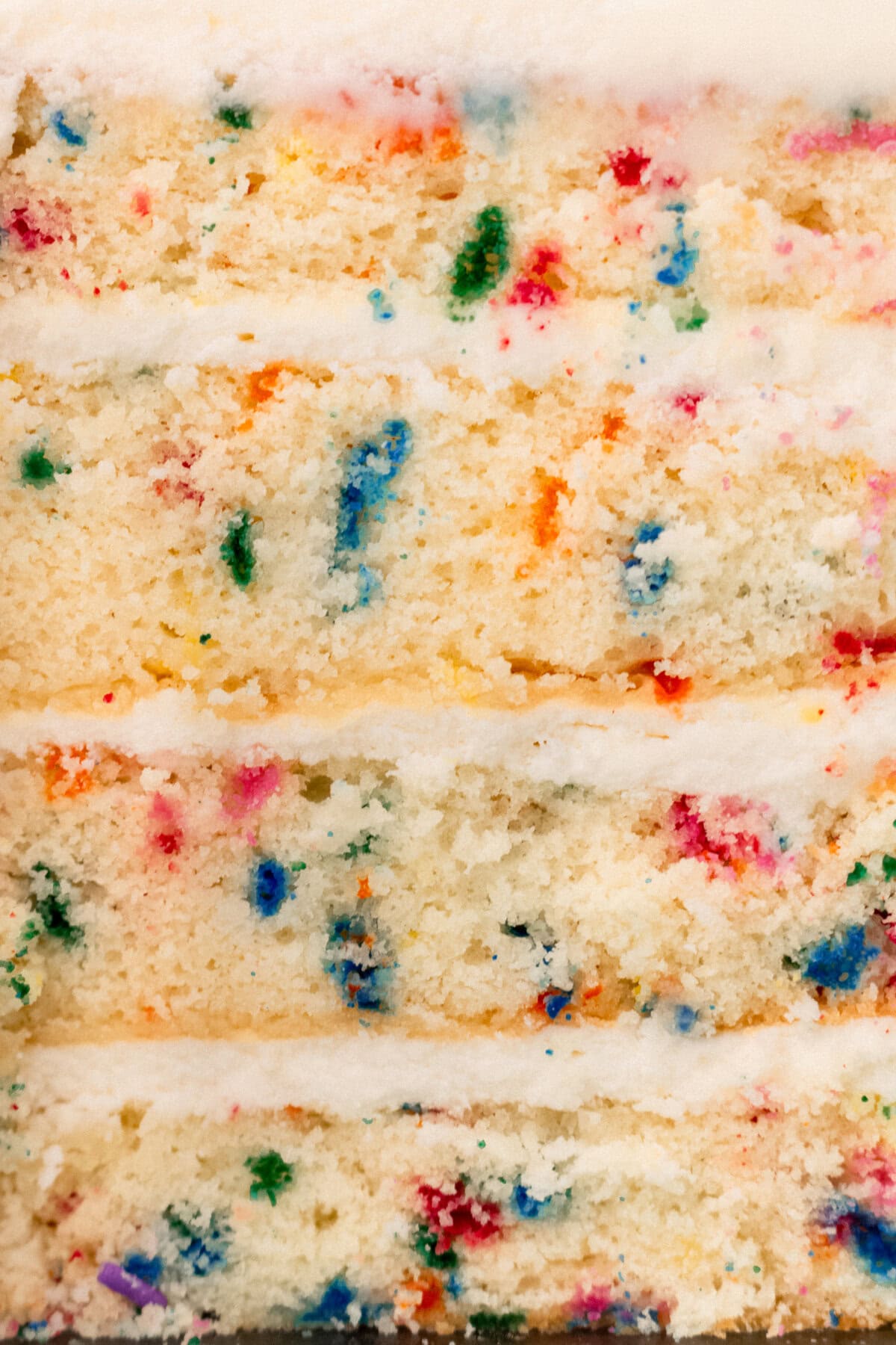 A fluffy homemade Funfetti birthday cake with rainbow sprinkles topped with a light cream cheese buttercream frosting and an array of sprinkles. This Confetti Cake recipe is the perfect birthday cake!