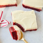 Red velvet brownies are a decadent twist on the classic red velvet cake, combining the color, subtle cocoa flavor, and creamy texture into the perfect brownies. These homemade Red Velvet Brownies with a sweet cream cheese frosting are fudgy and rich with a tangy and sweet cream cheese frosting.