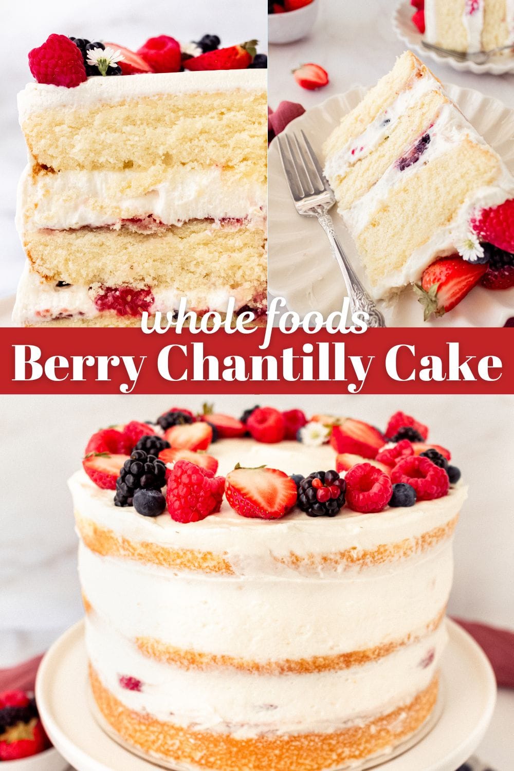 Berry Chantilly Cake. Homemade moist yellow cake layered with fluffy sweet cream cheese whipped cream frosting and fresh berries. This Chantilly Cake is famous at Whole Foods and here's my copycat version so you can make it at home. This is the best Chantilly Cake recipe!