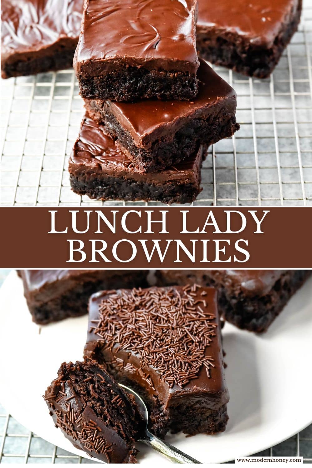 These Lunch Lady Frosted Brownies are rich, fudgy brownies topped with a silky, velvety chocolate frosting. These Frosted Brownies are the best chocolate dessert bar recipe. If you love chocolate, you will love these Brownies with Chocolate Frosting.