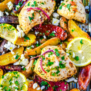 This Sheet Pan Greek Chicken and Potatoes are a perfect combination of juicy, marinated, golden-brown Greek chicken, tender potatoes, and a punch of fresh citrus and herbs in every bite. It’s a perfect weeknight dinner that requires only one pan and a little bit of prep time.